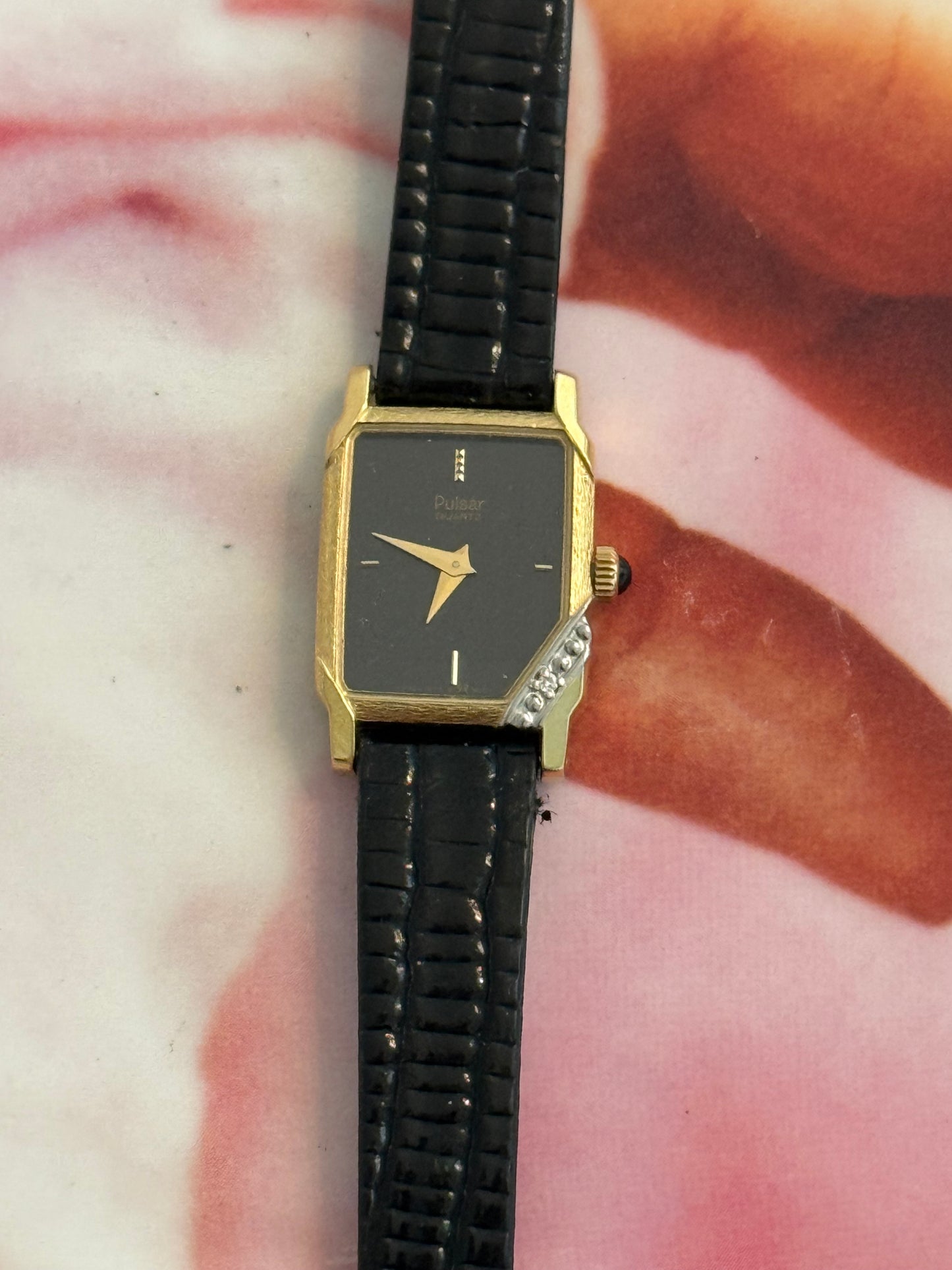 vintage pulsar tank leather watch