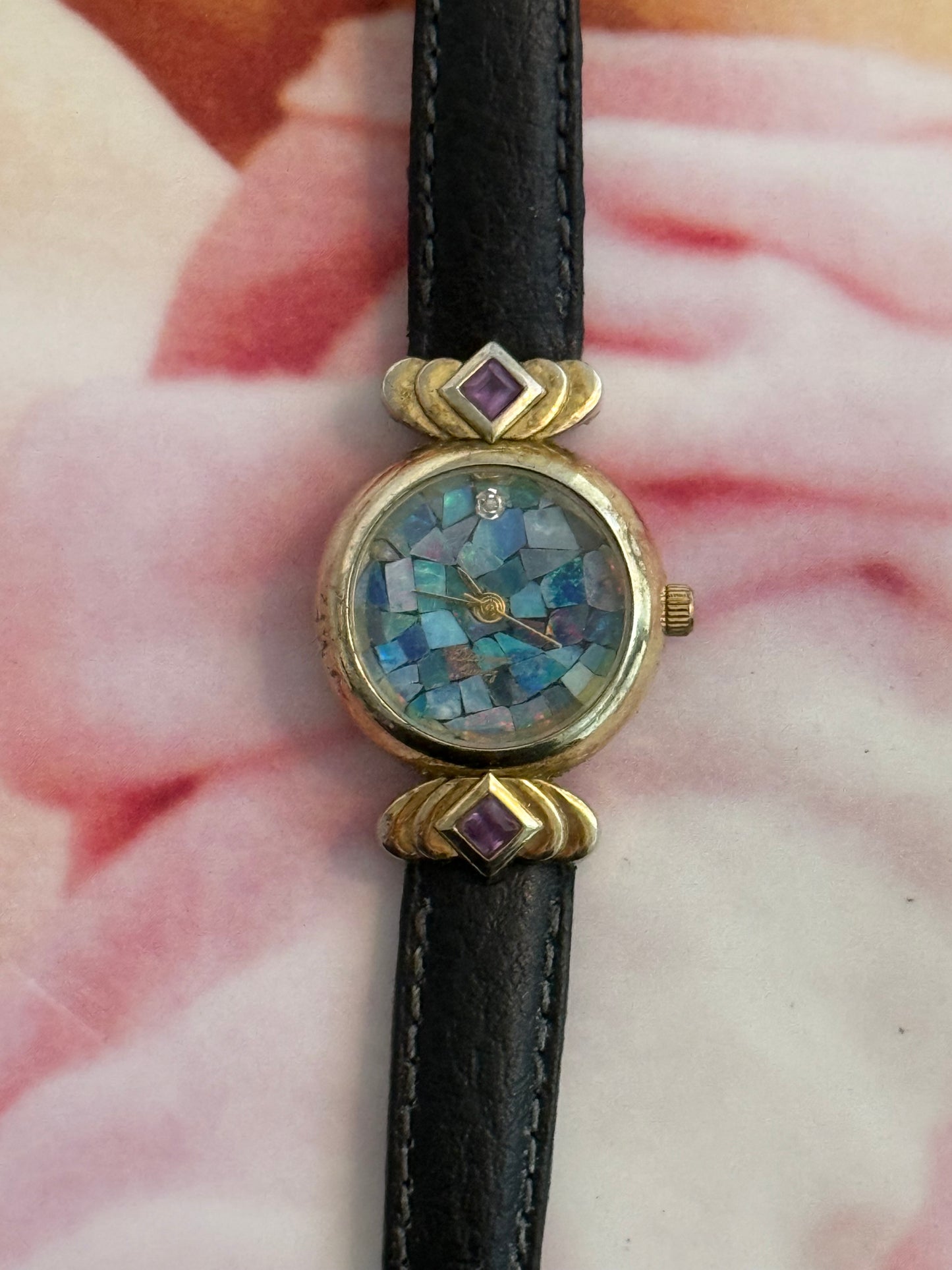 vintage opal leather watch