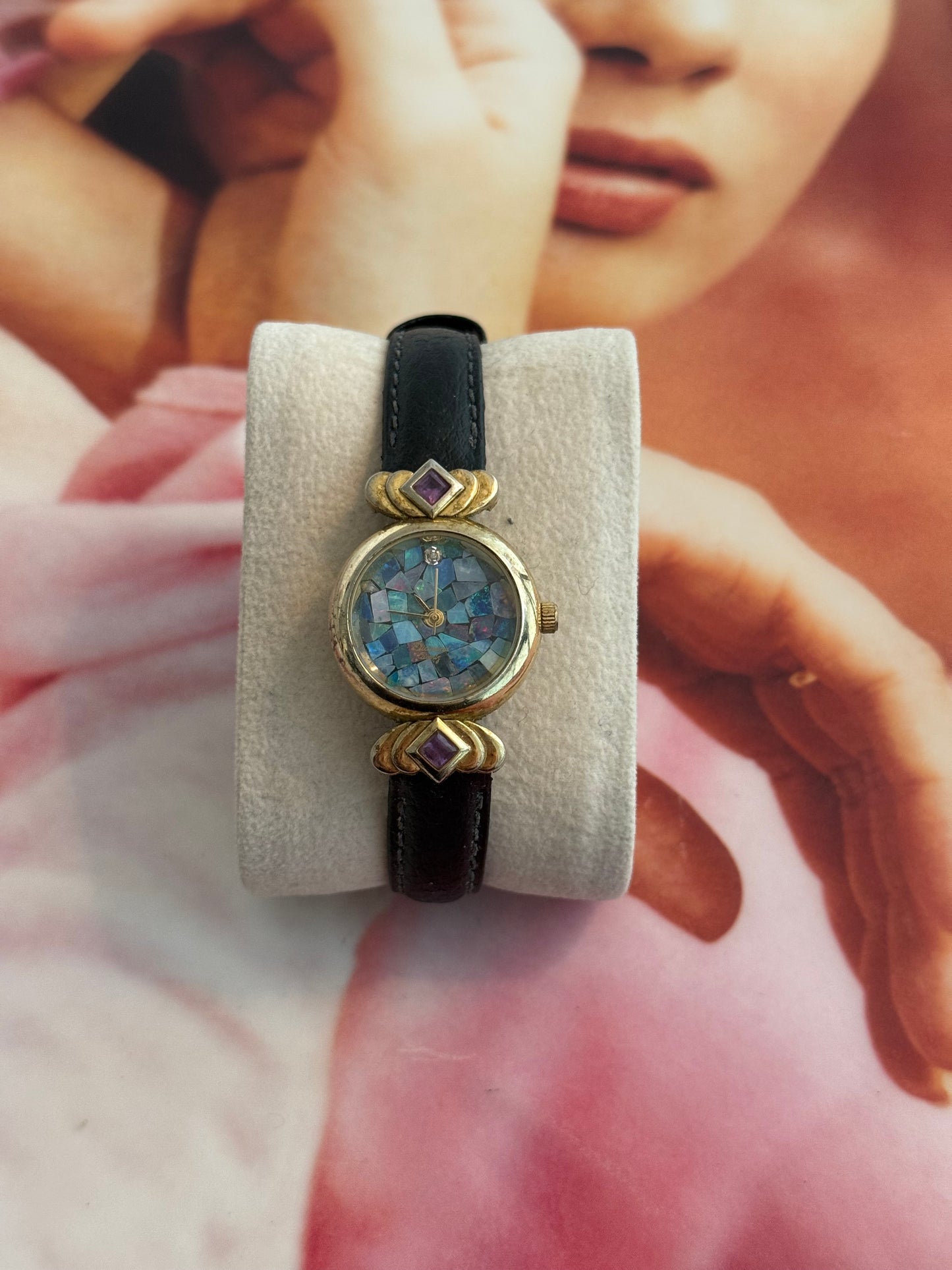 vintage opal leather watch