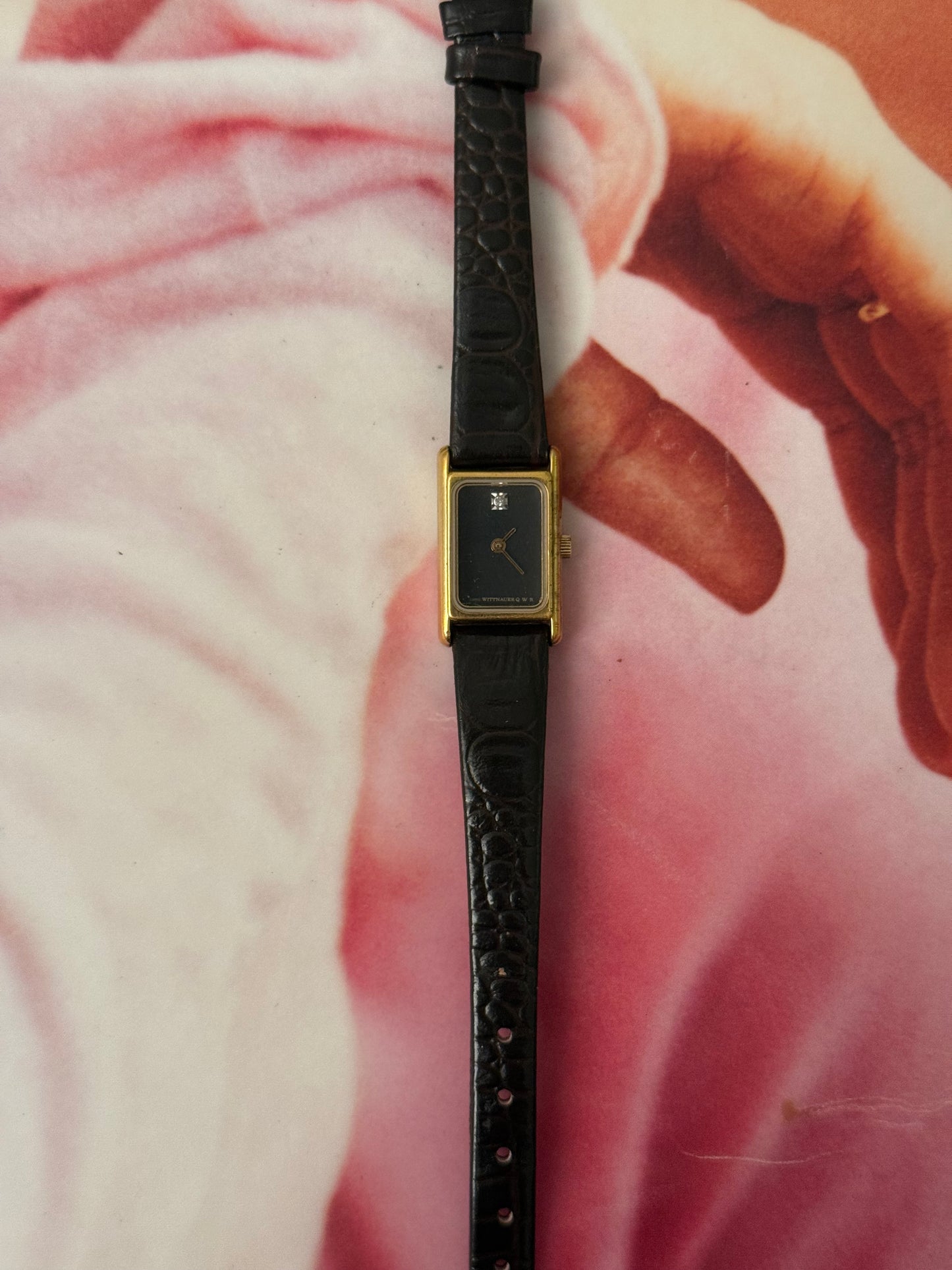 vintage wittnauer tank leather watch