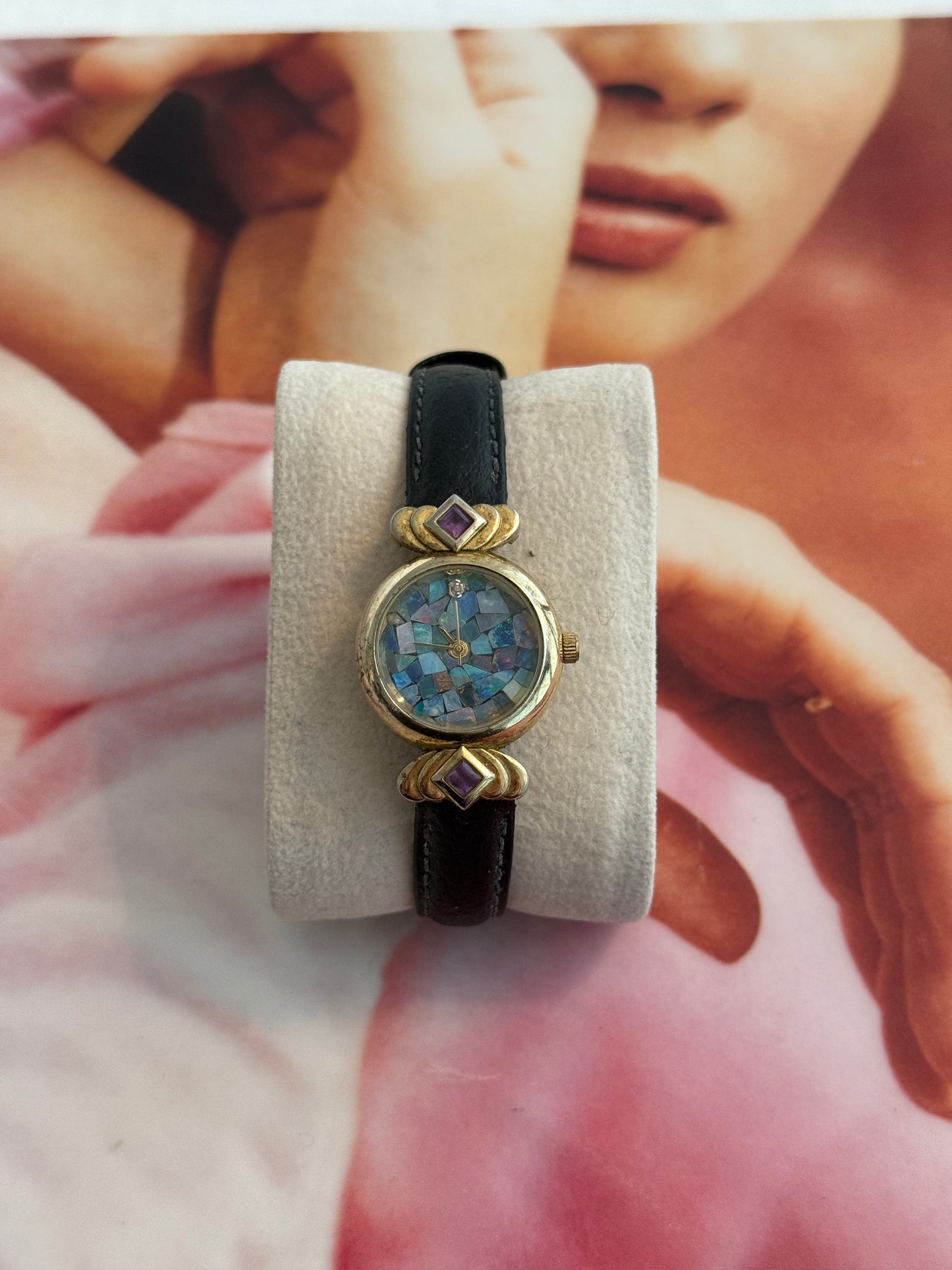 vintage opal leather watch