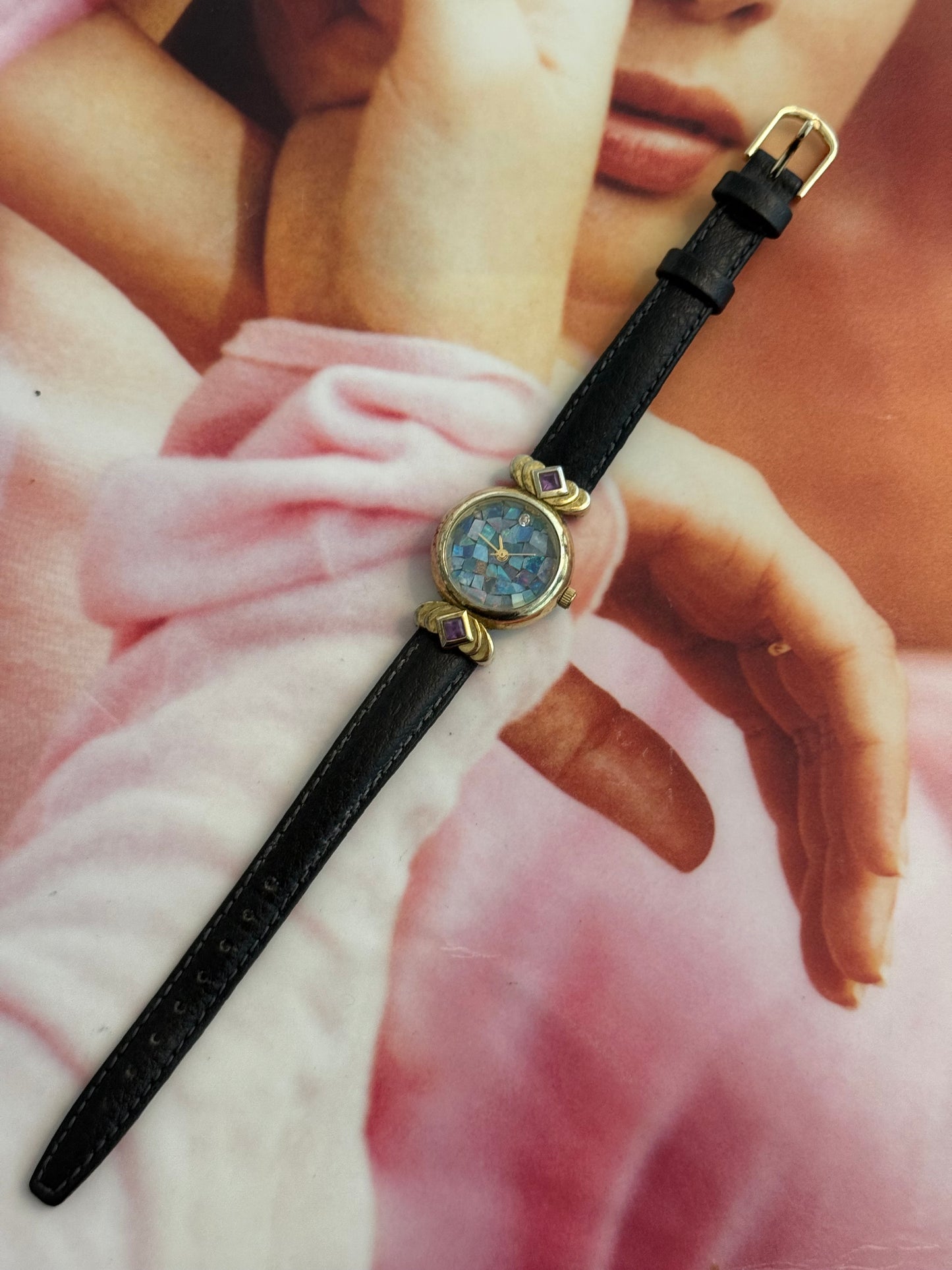 vintage opal leather watch
