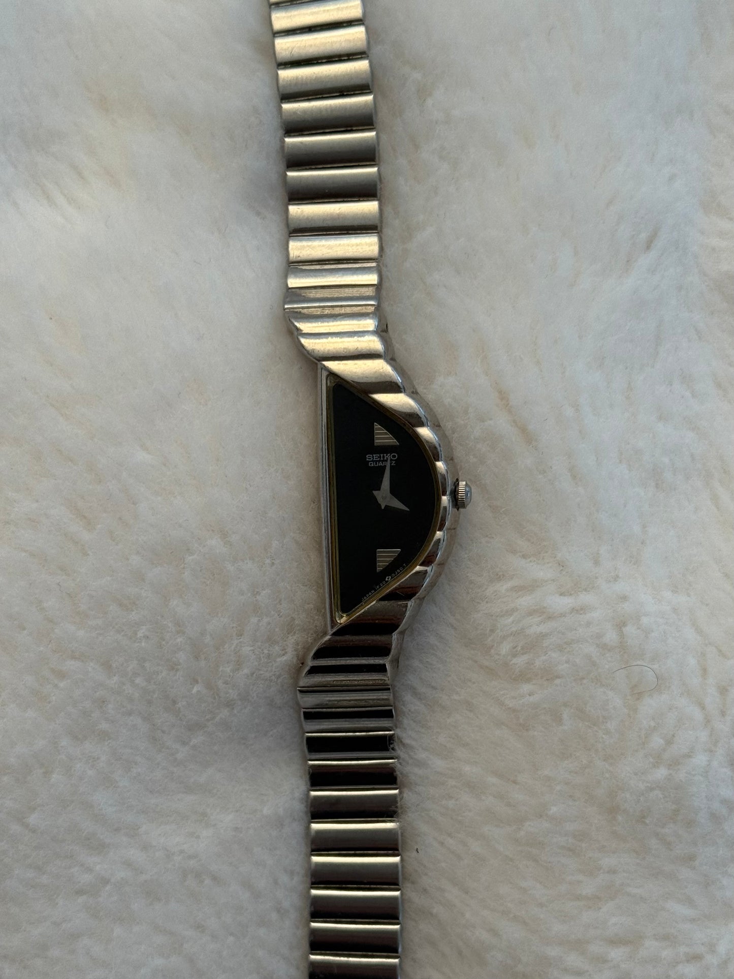 vintage seiko half moon silver watch