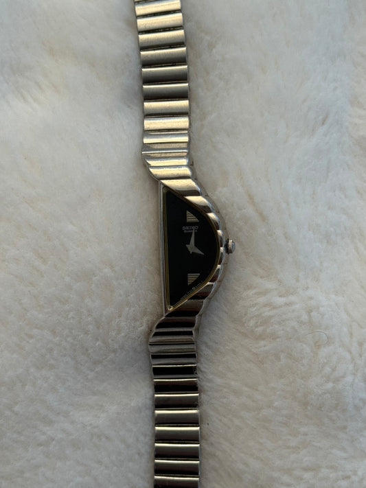 vintage seiko half moon silver watch