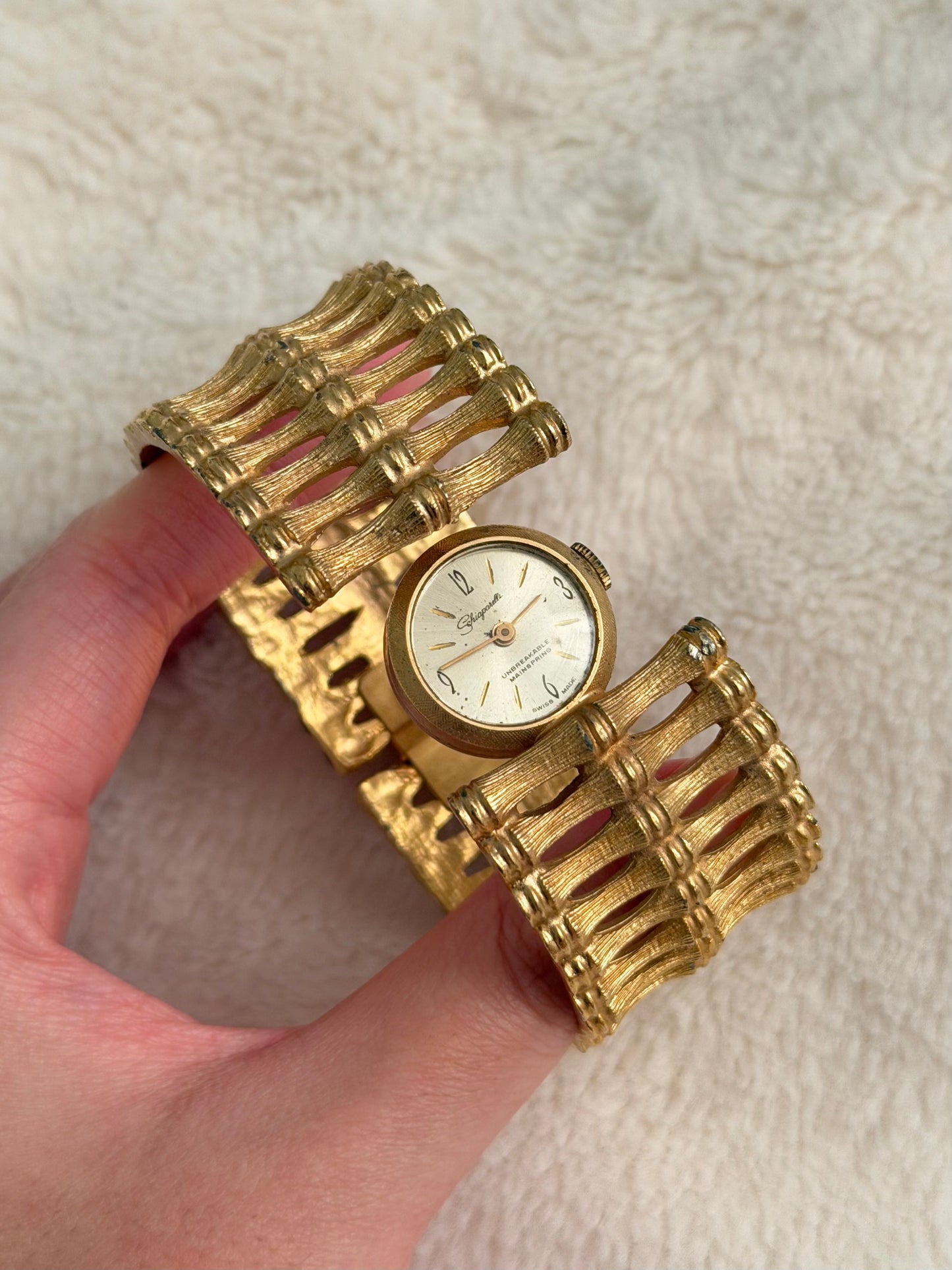 vintage Schiaparelli bamboo peekaboo watch