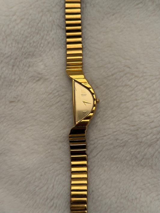 vintage seiko half moon gold watch
