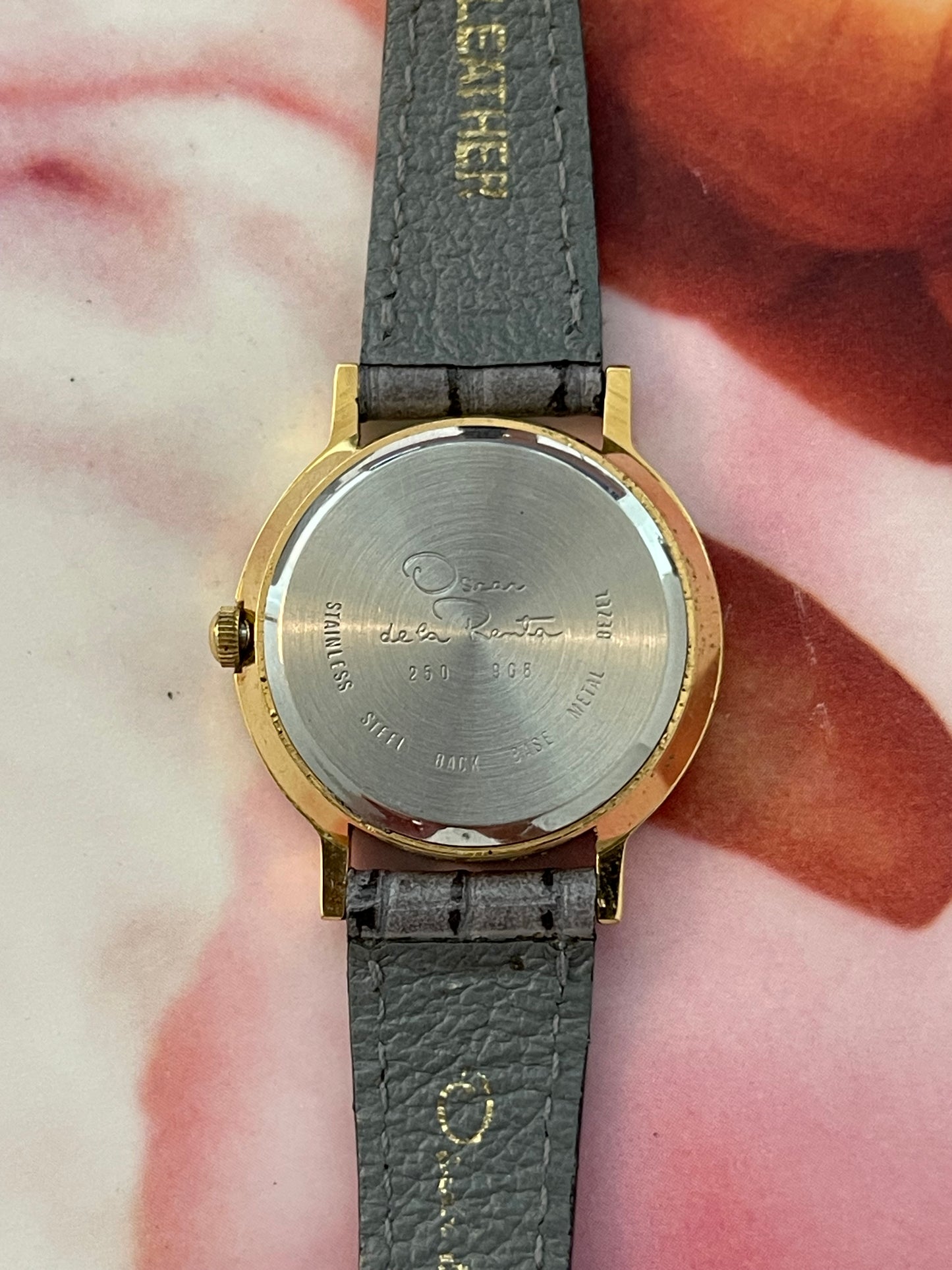 vintage oscar de la renta leather watch