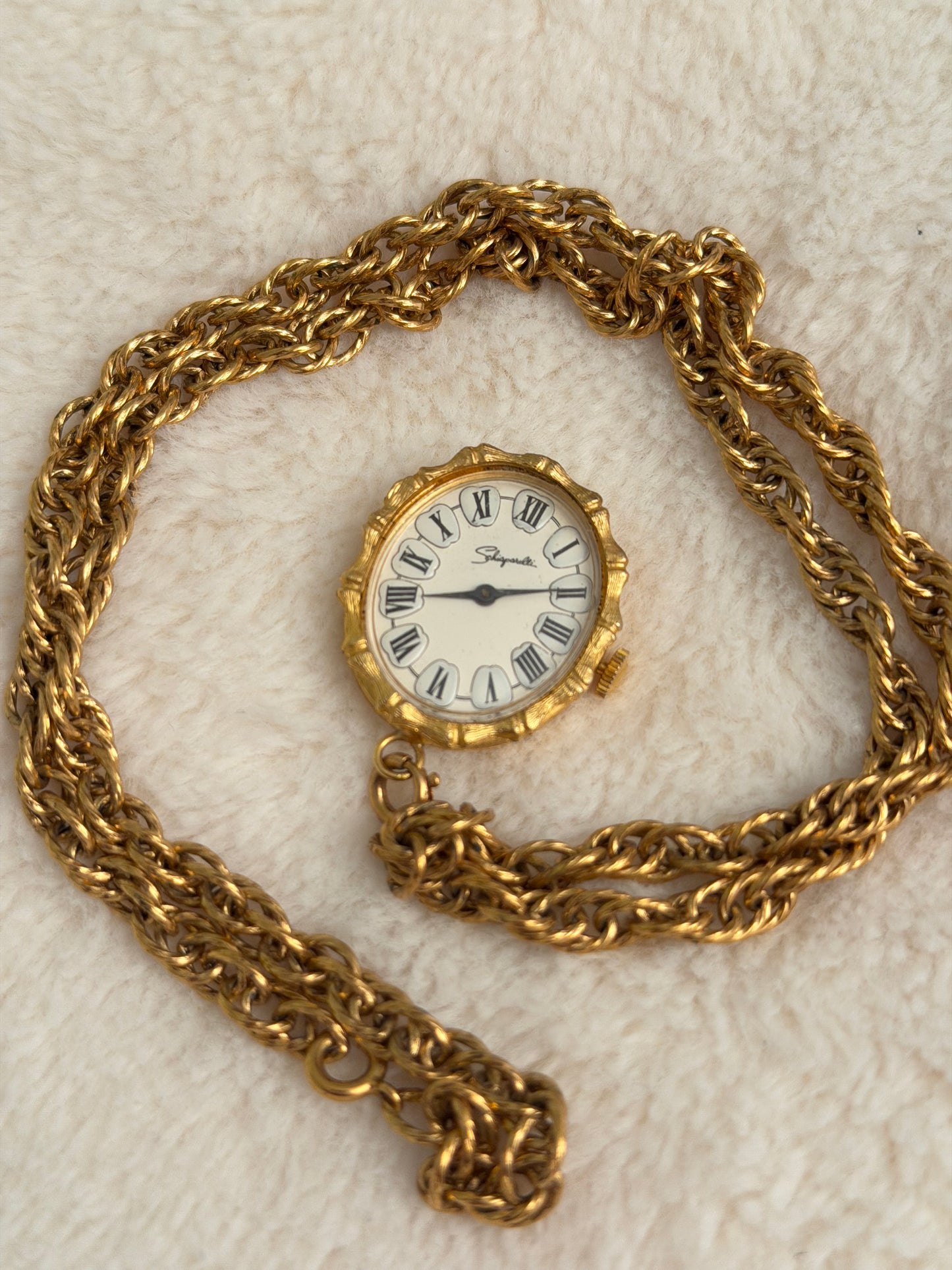 vintage Schiaparelli bamboo pendant watch