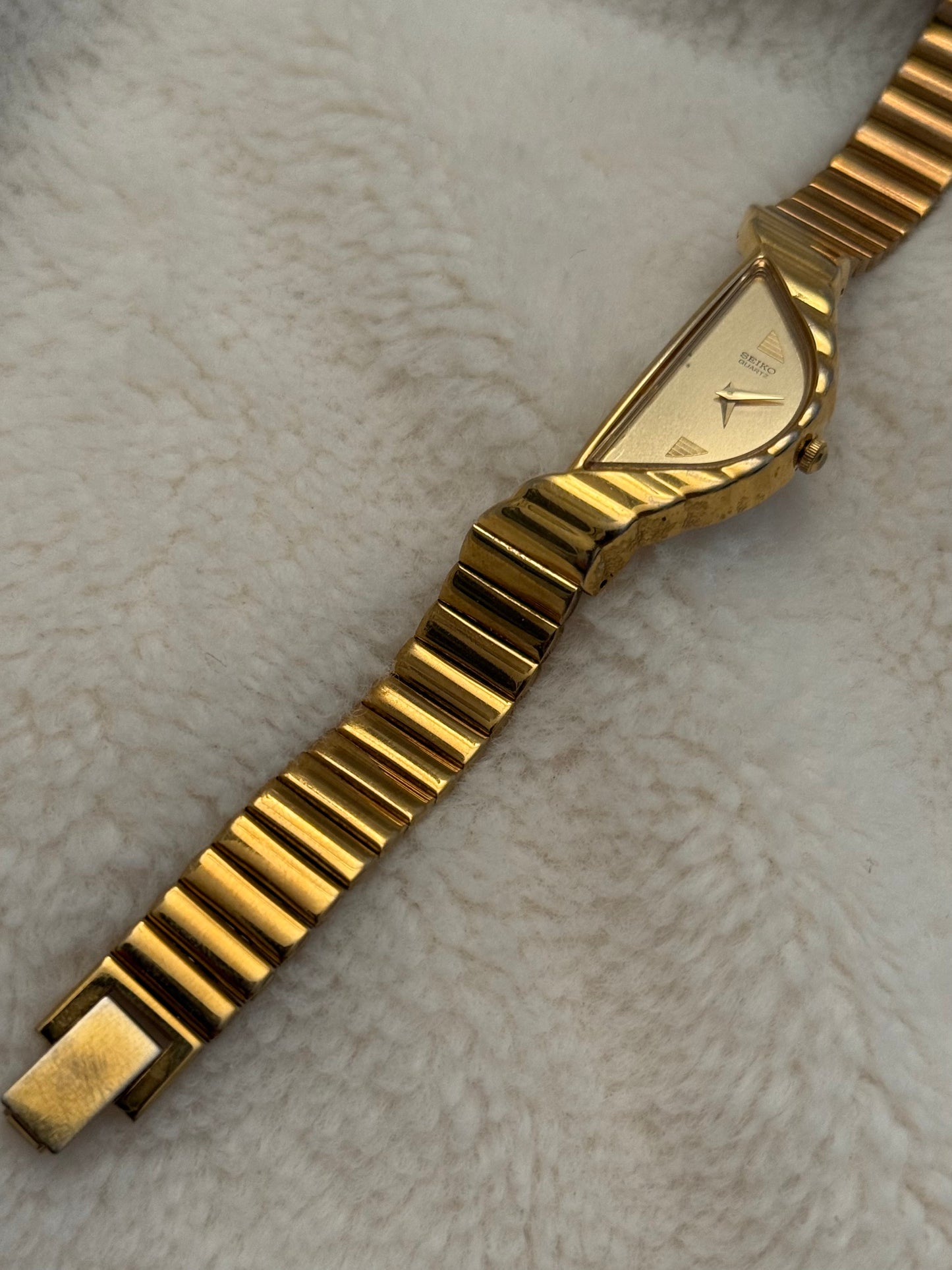 vintage seiko half moon gold watch
