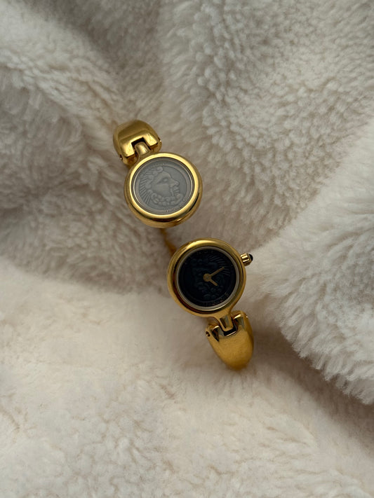 vintage Fendi dual coin gold bangle watch