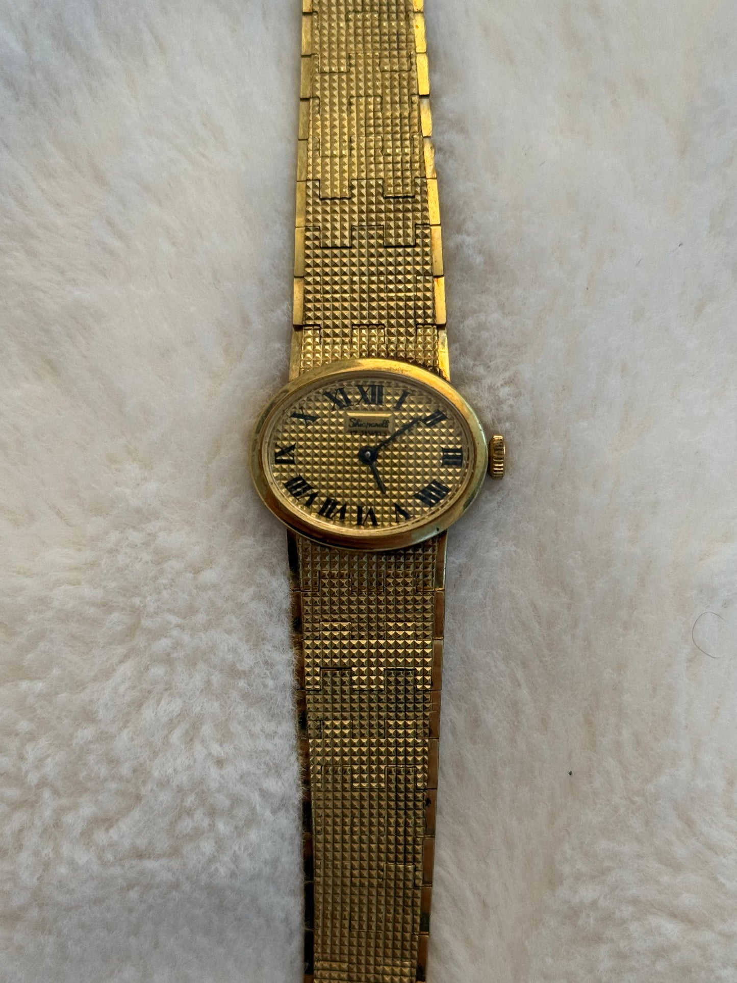 vintage Schiaparelli gold hobnail watch