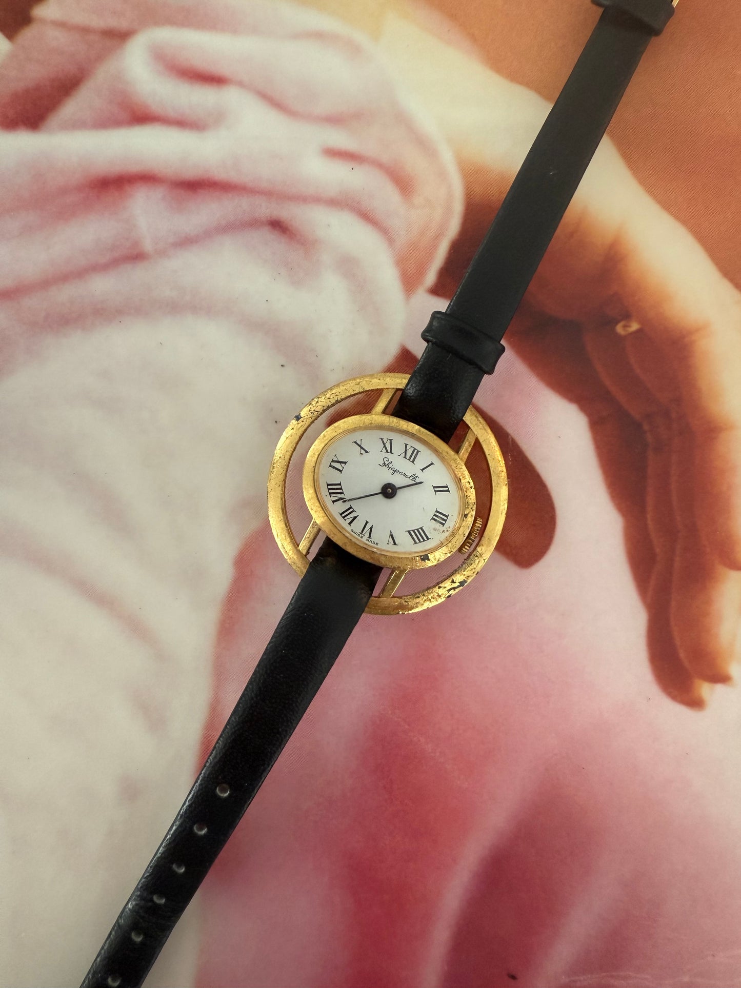 vintage Schiaparelli leather watch