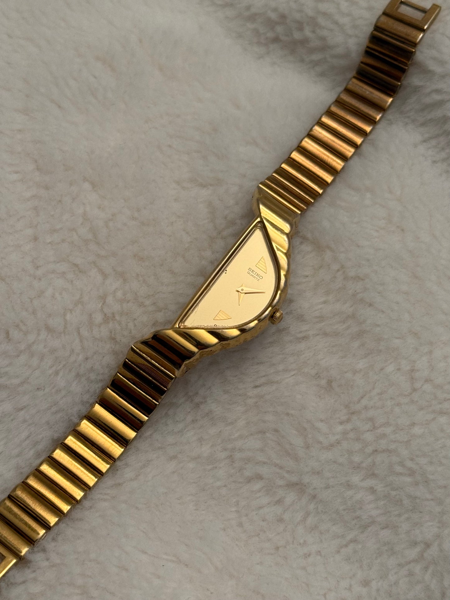 vintage seiko half moon gold watch