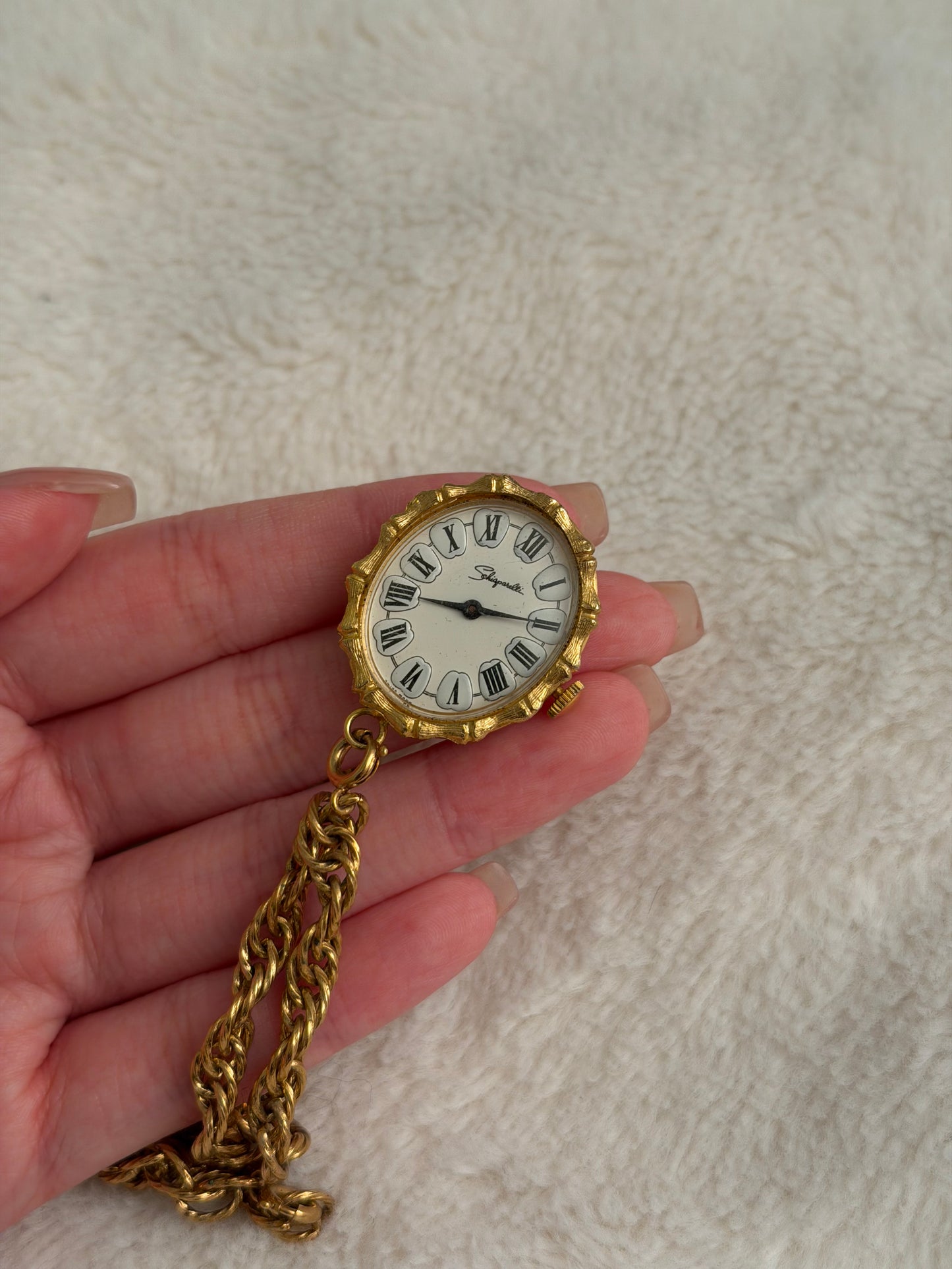 vintage Schiaparelli bamboo pendant watch