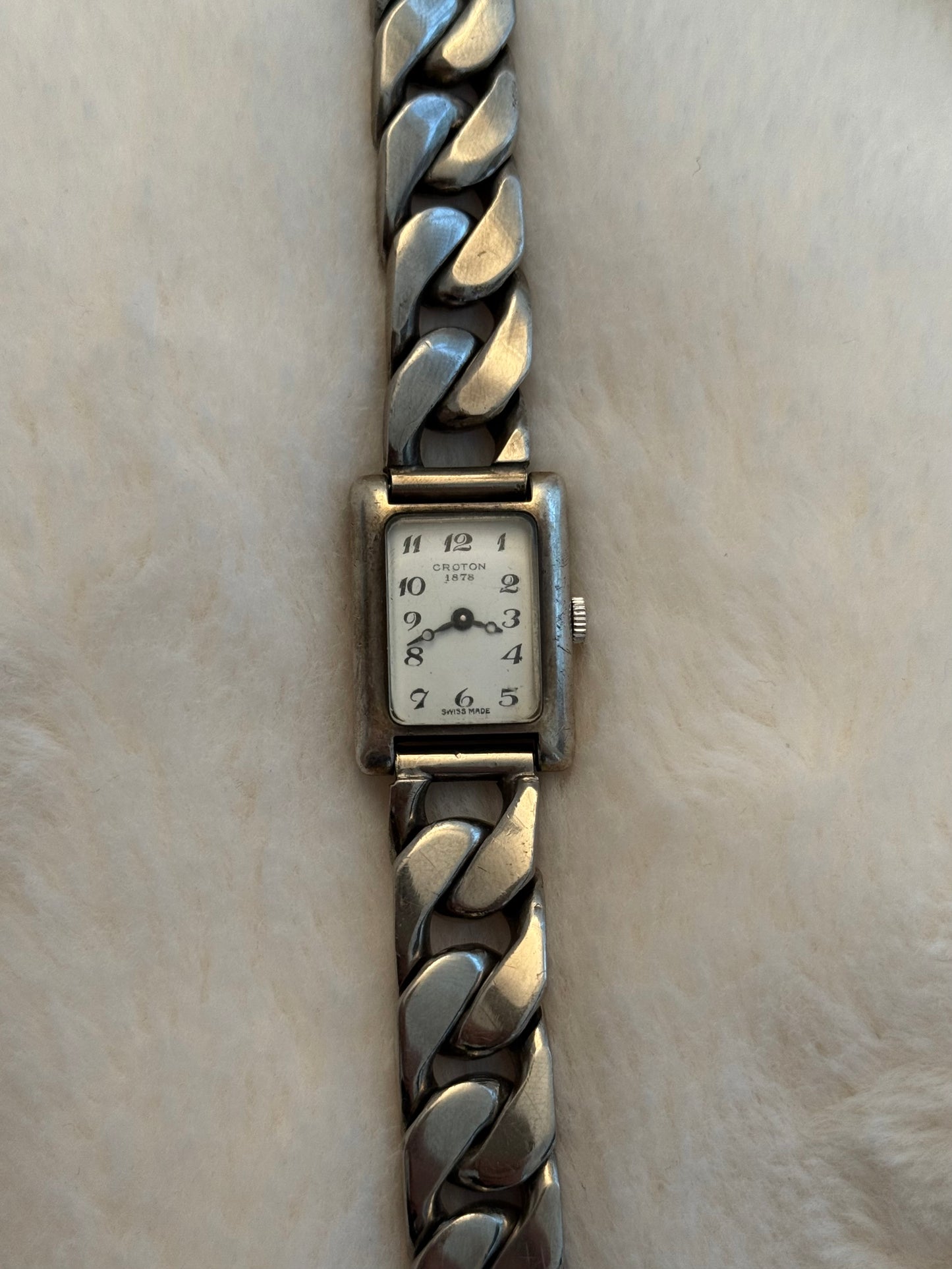 vintage solid silver croton watch