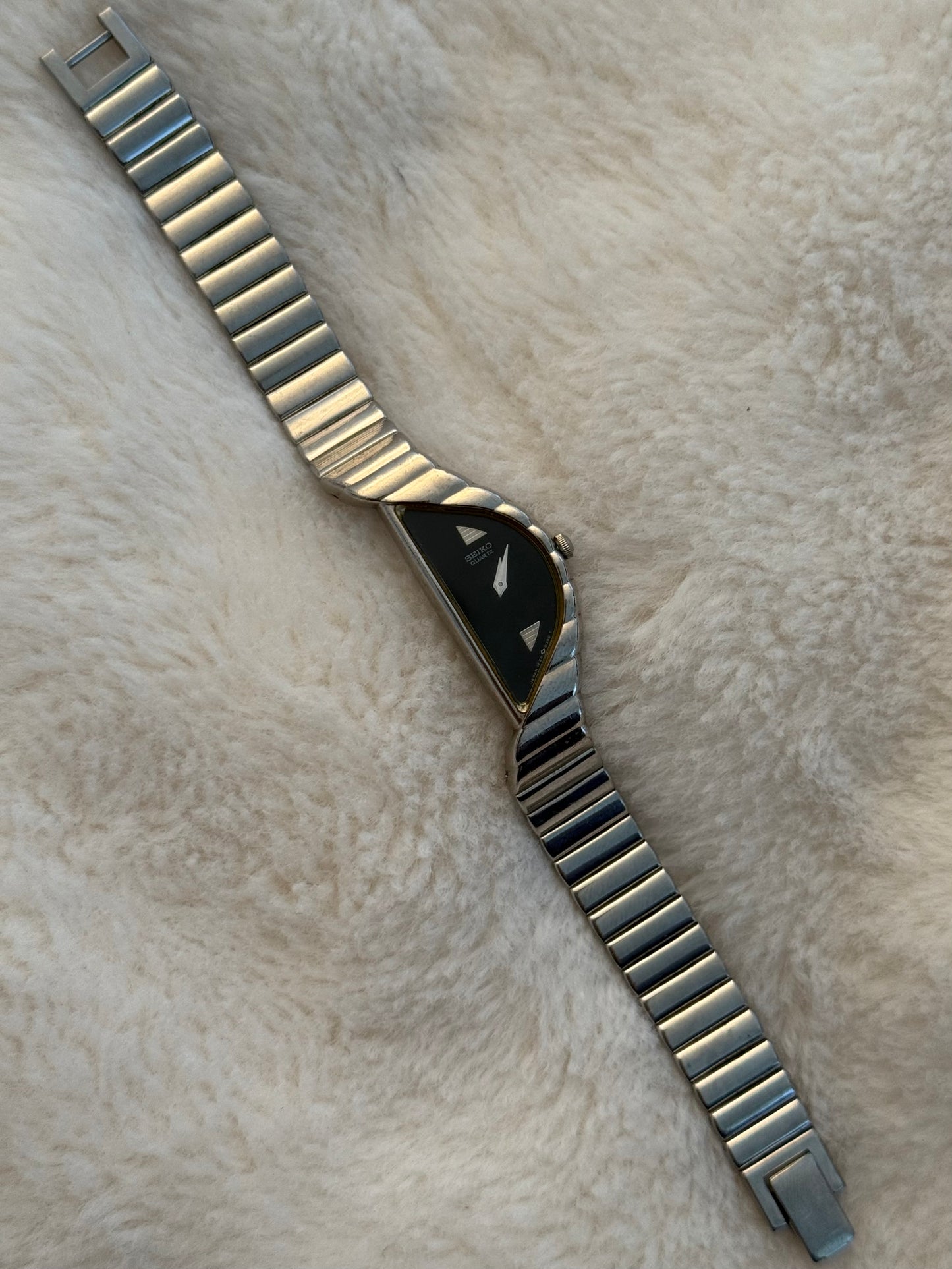 vintage seiko half moon silver watch