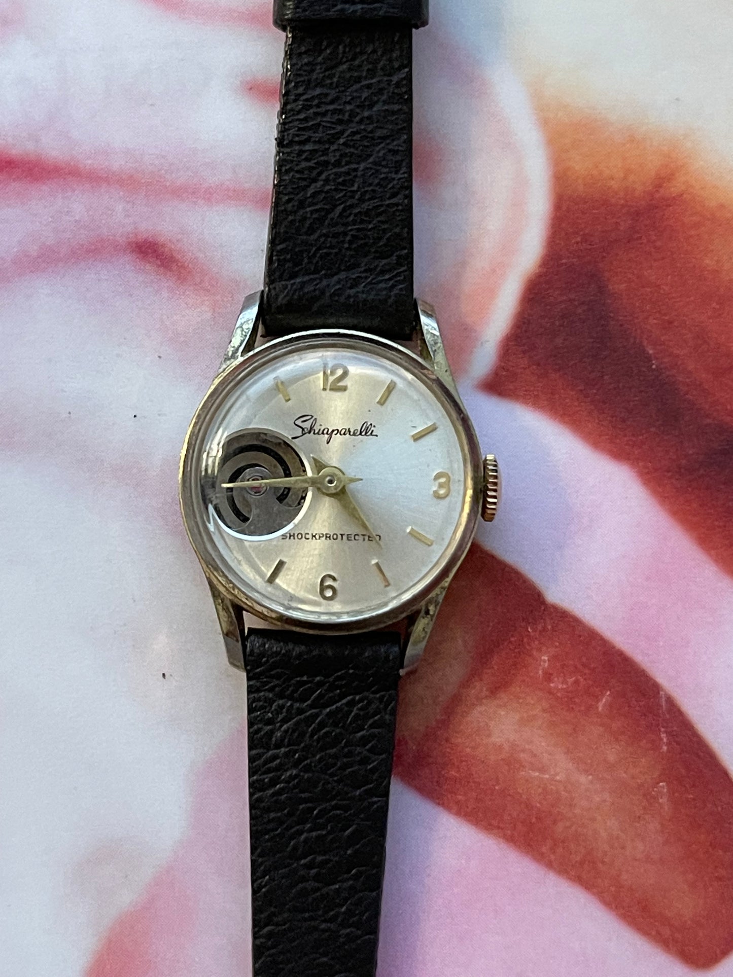 vintage Schiaparelli leather watch