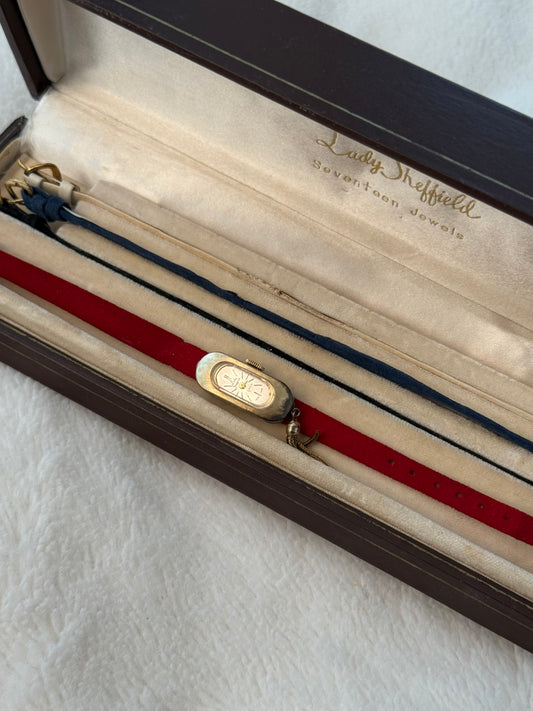 vintage lady sheffield interchangable watch w/ box
