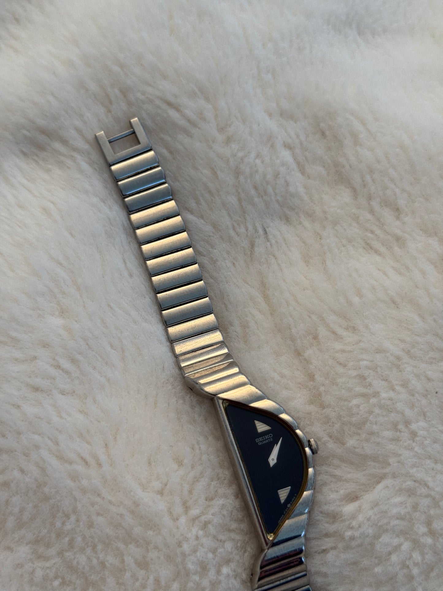 vintage seiko half moon silver watch