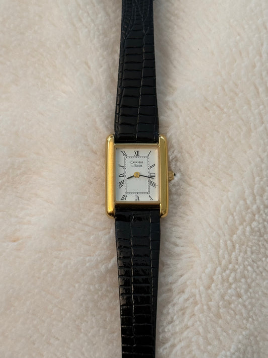 vintage caravelle tank leather watch