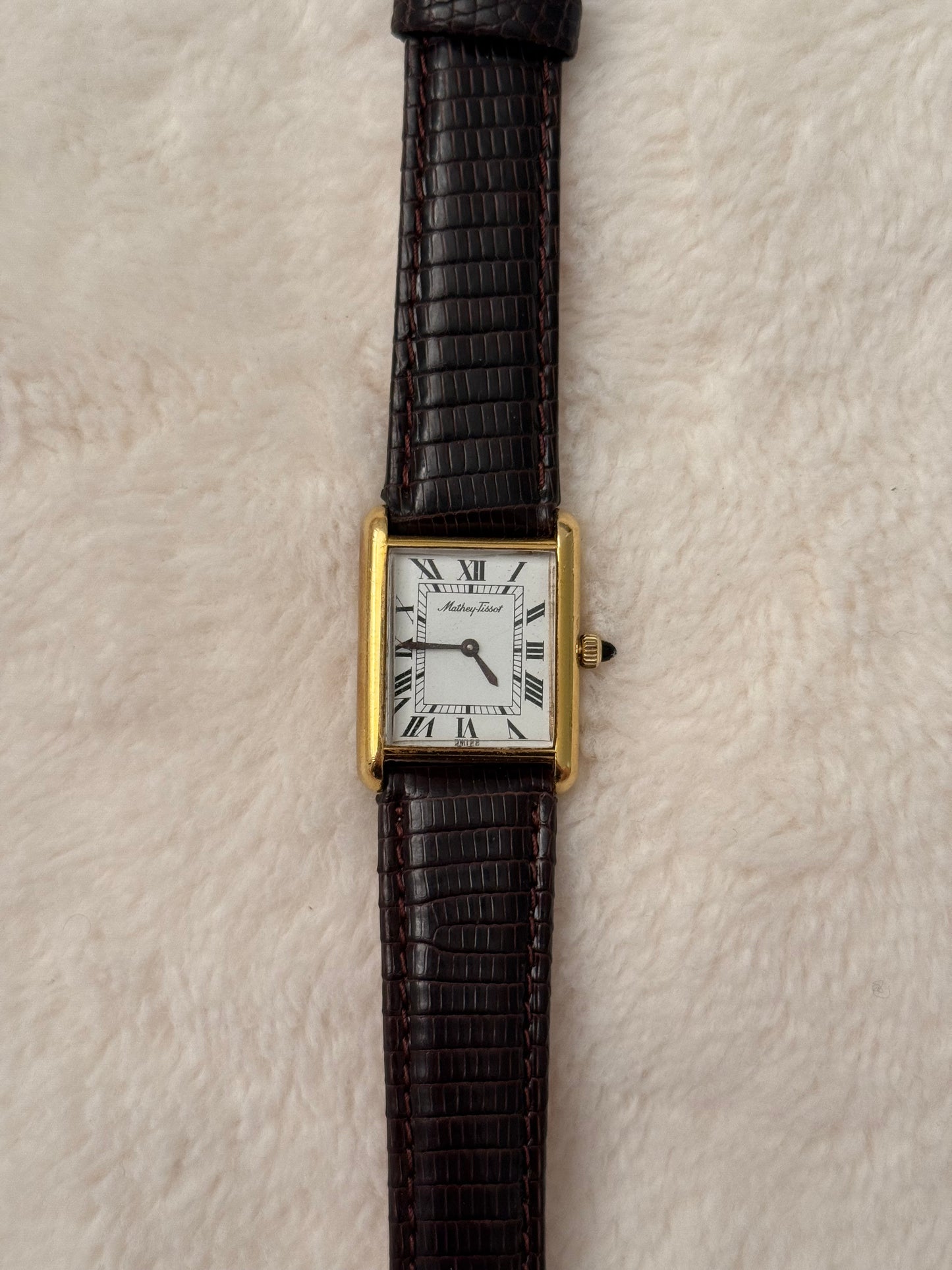 vintage mathey-tissot tank leather watch