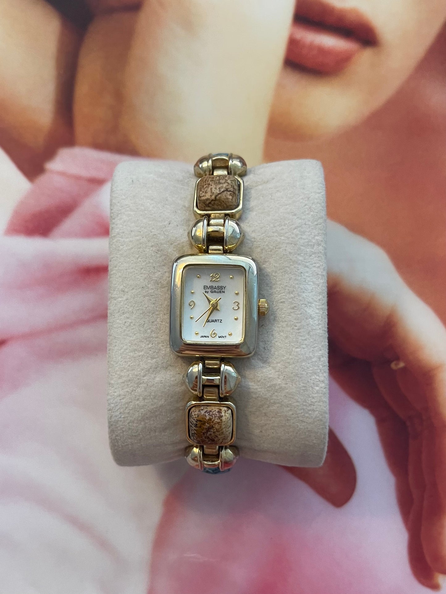 vintage gruen gold stone watch