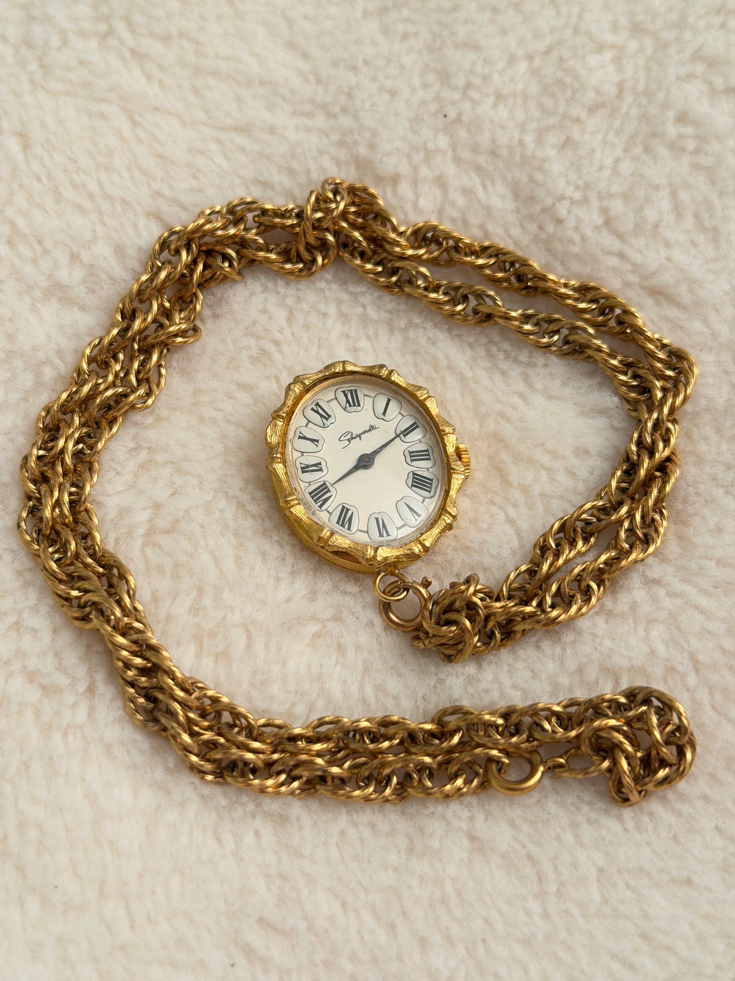 vintage Schiaparelli bamboo pendant watch