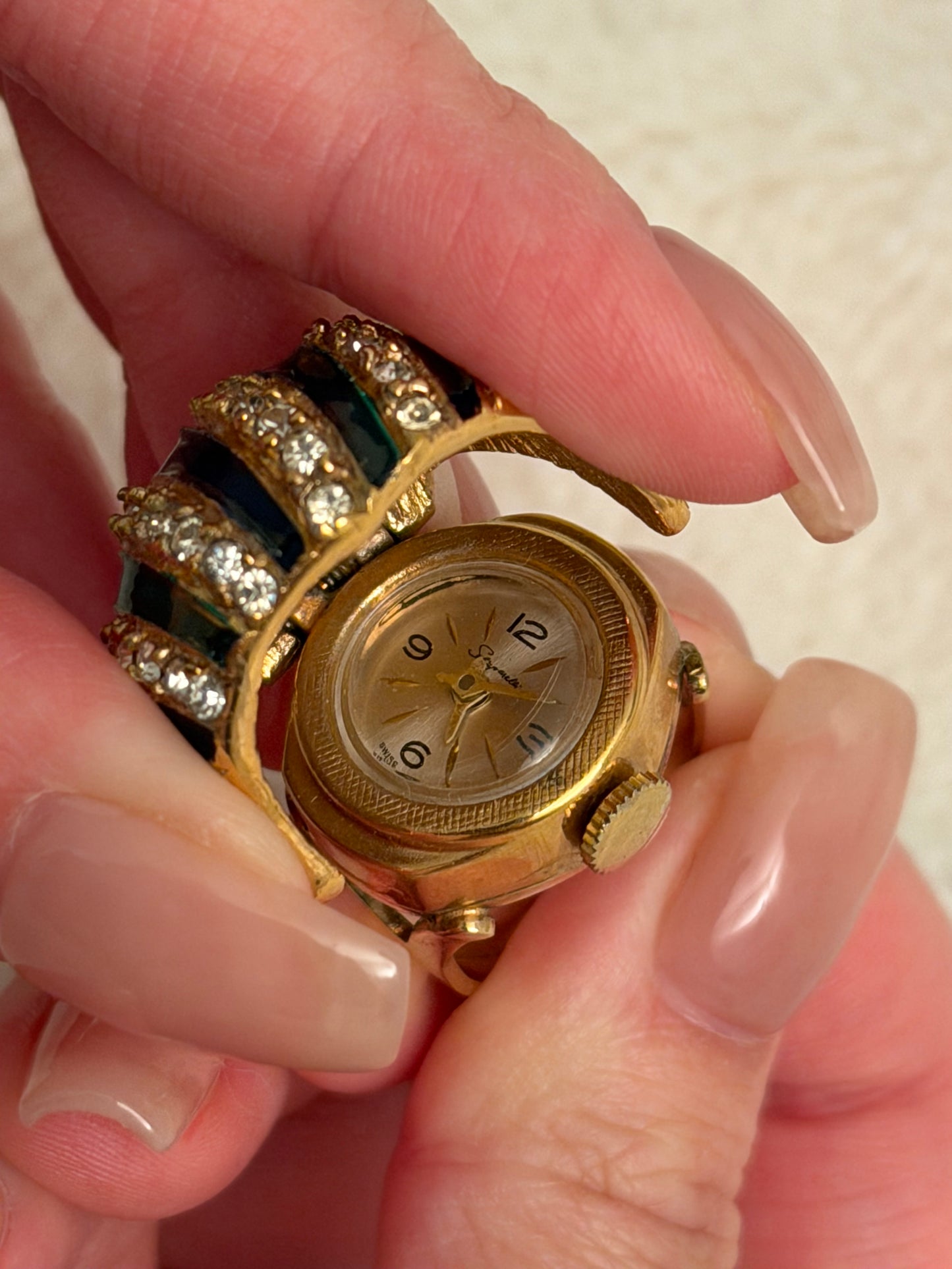vintage Schiaparelli peekaboo ring watch
