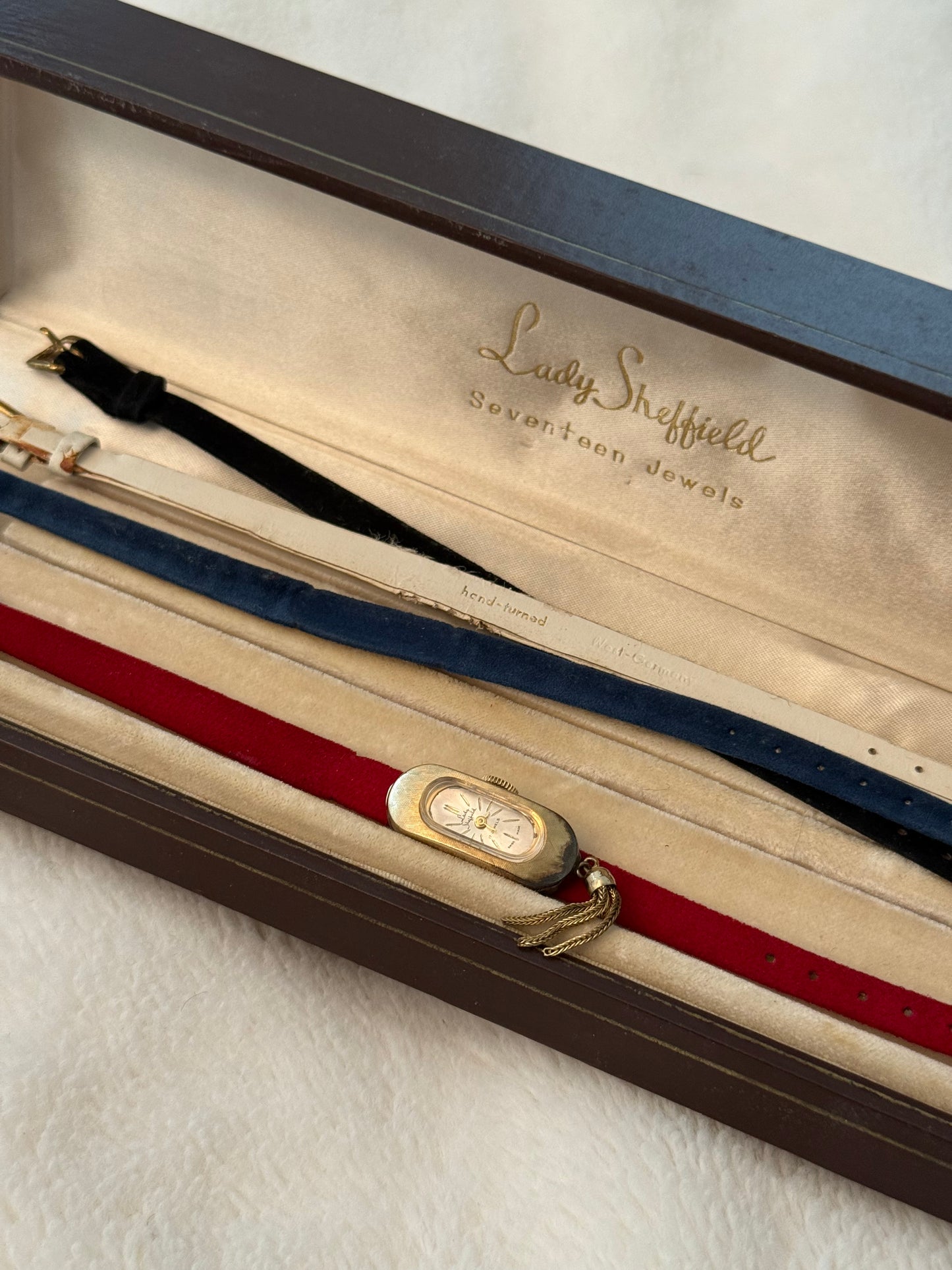 vintage lady sheffield interchangable watch w/ box
