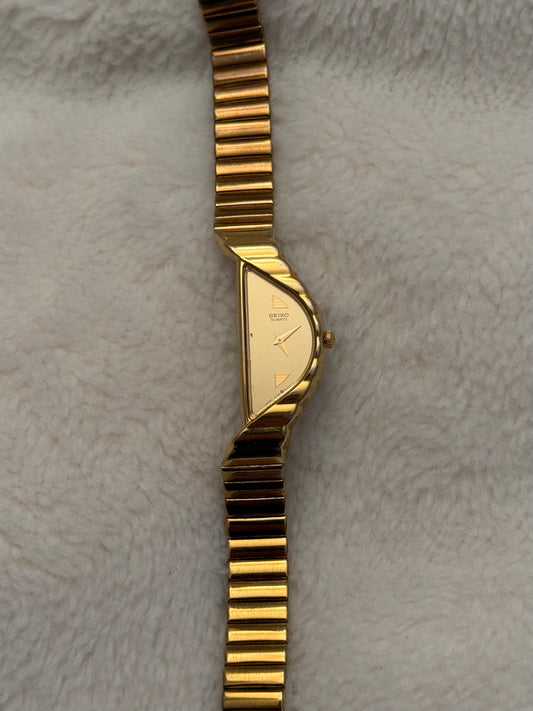 vintage seiko half moon gold watch