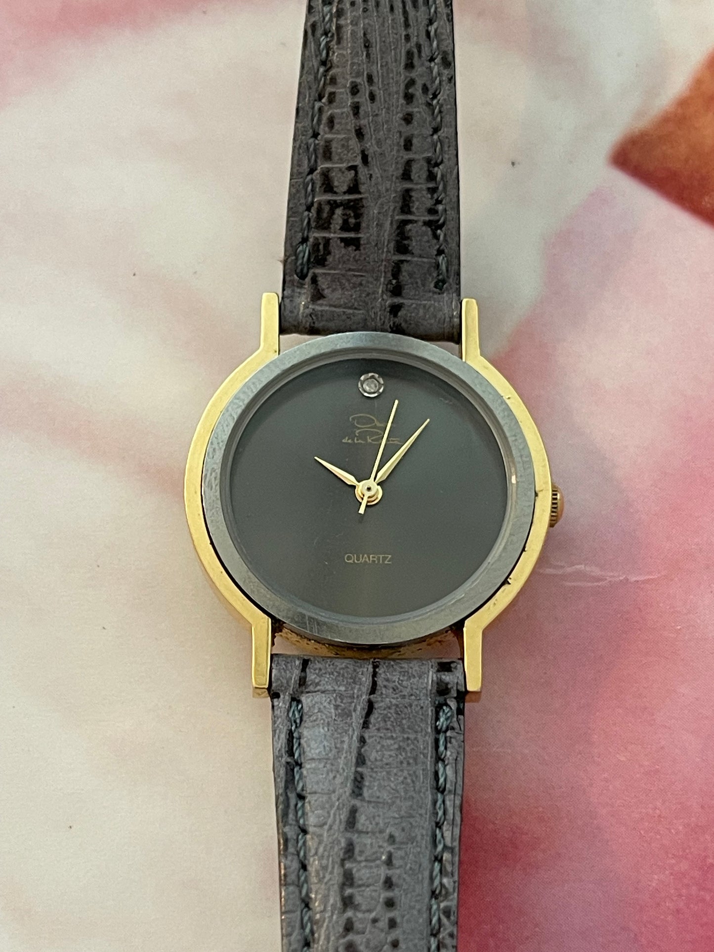 vintage oscar de la renta leather watch