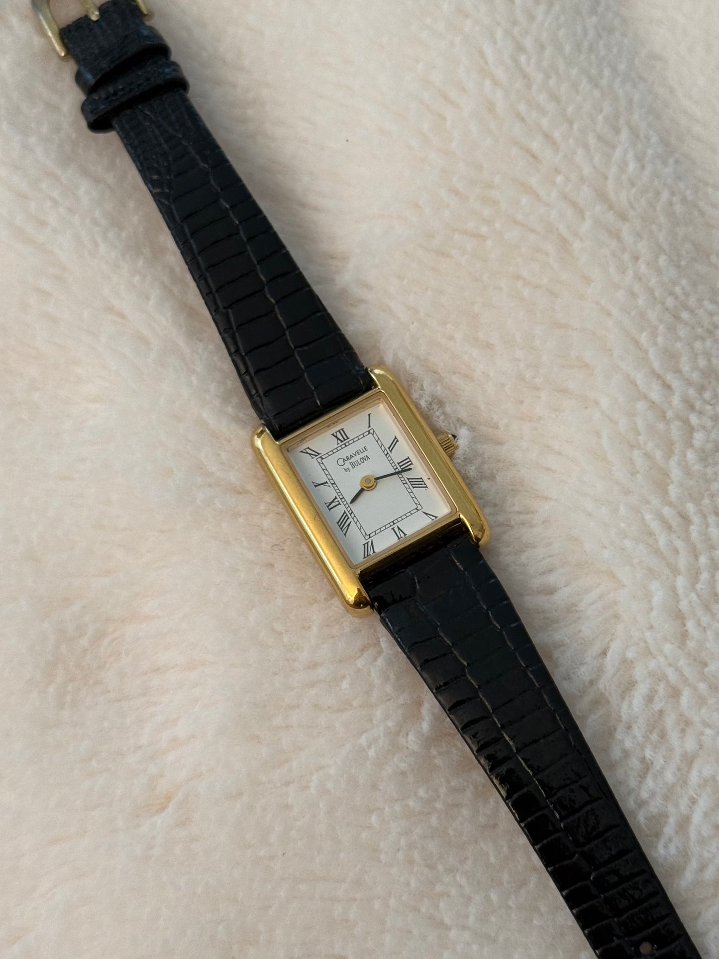 vintage caravelle tank leather watch