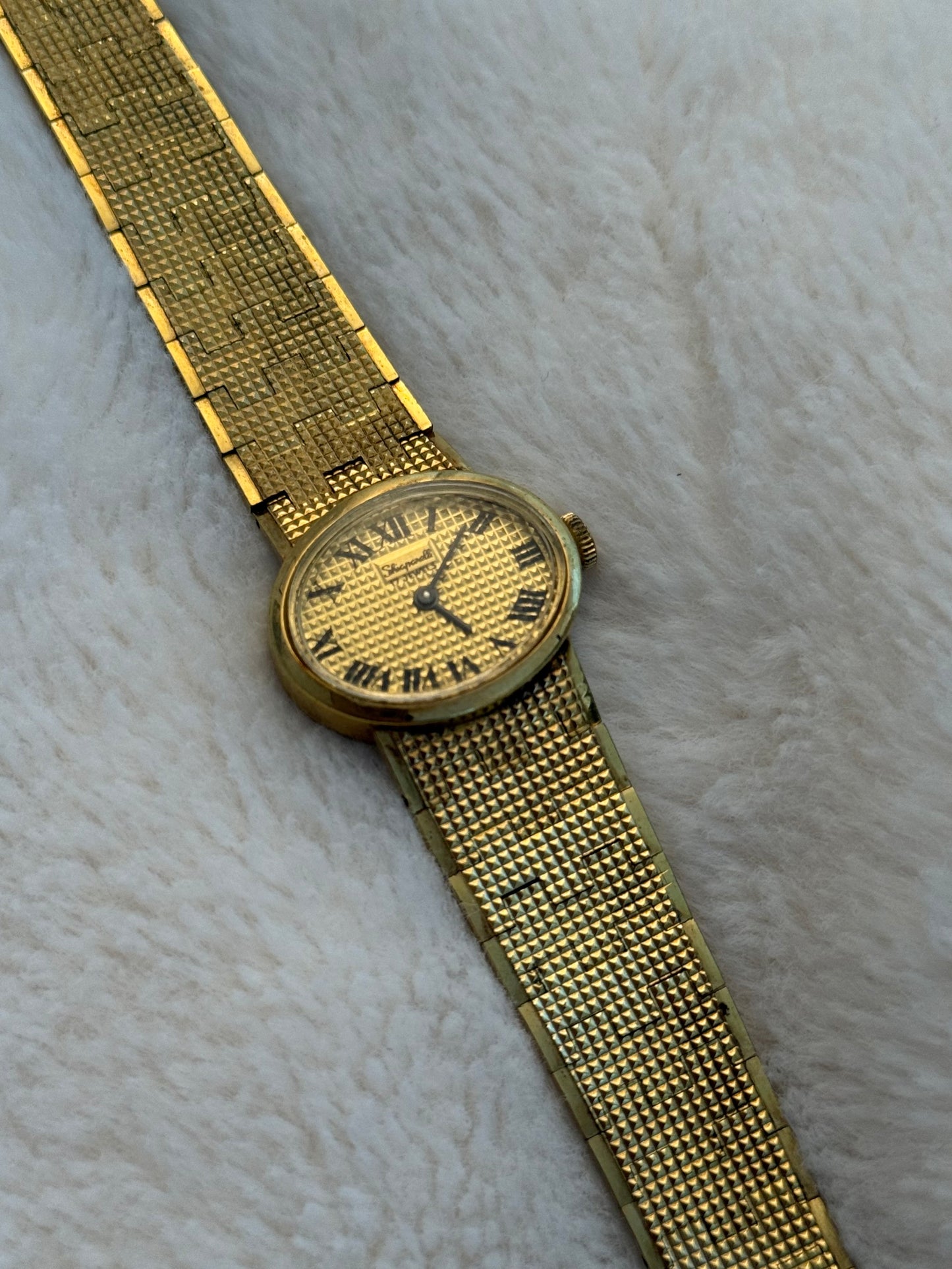 vintage Schiaparelli gold hobnail watch