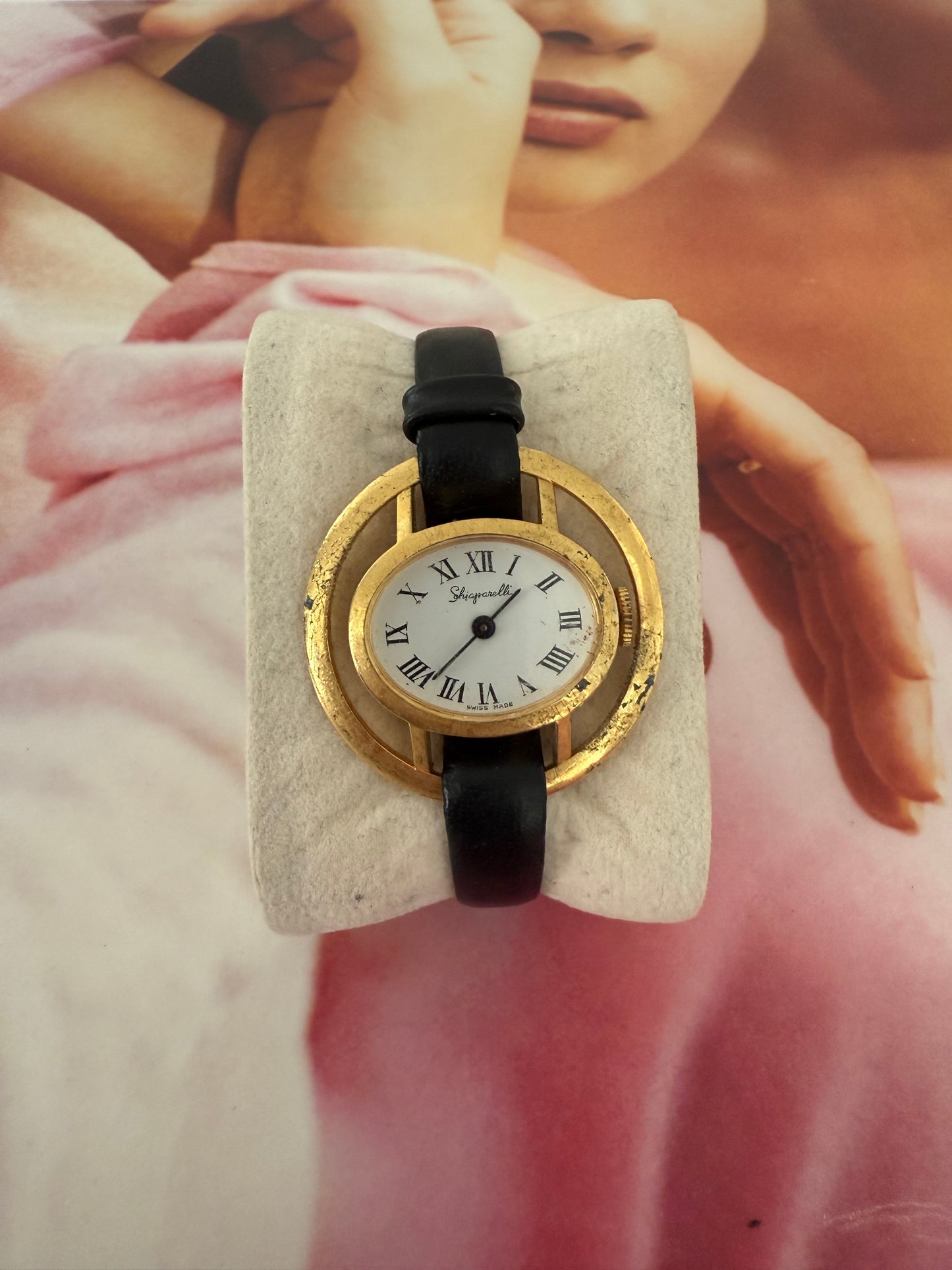 vintage Schiaparelli leather watch