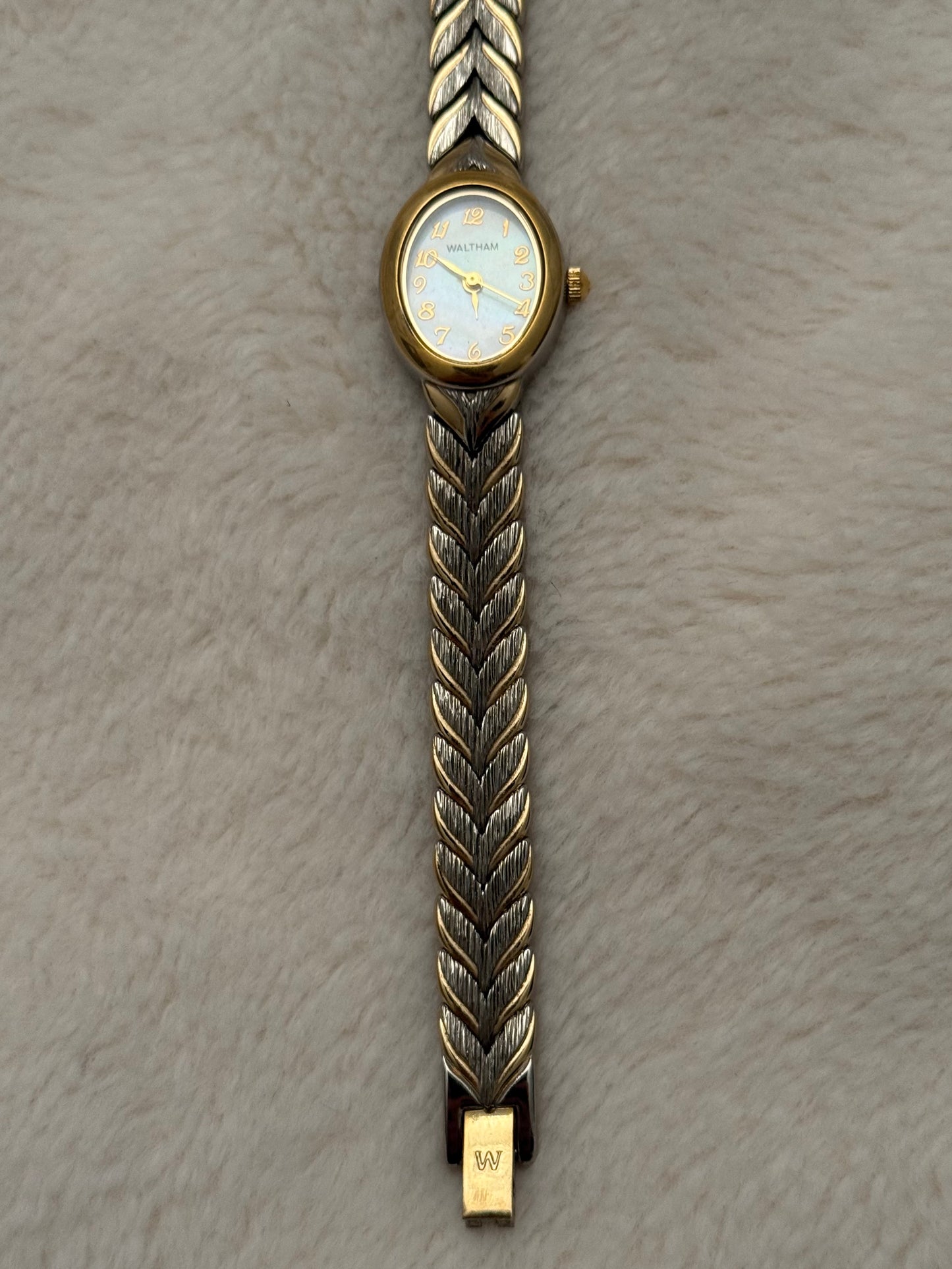 vintage waltham two tone watch