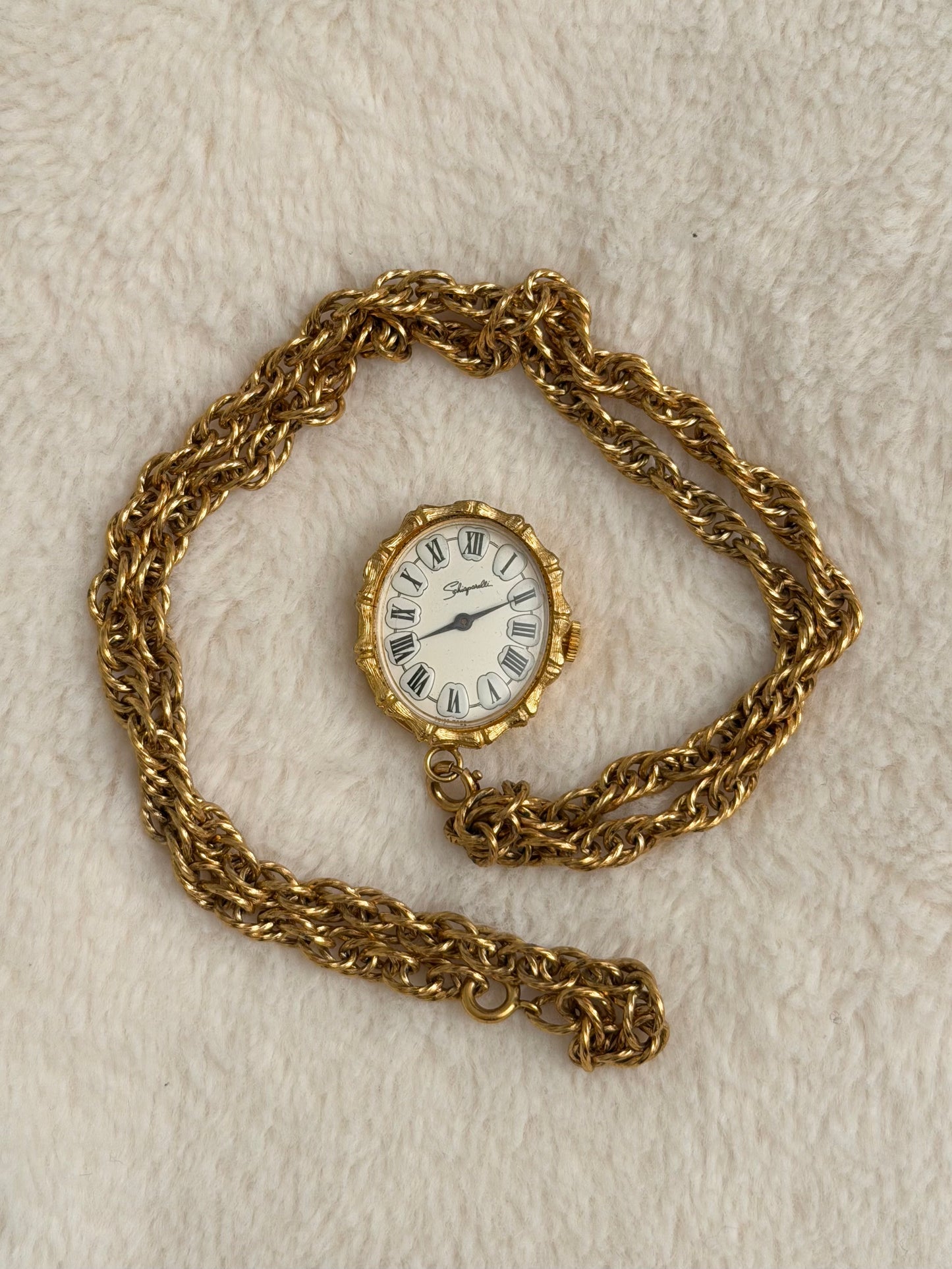 vintage Schiaparelli bamboo pendant watch