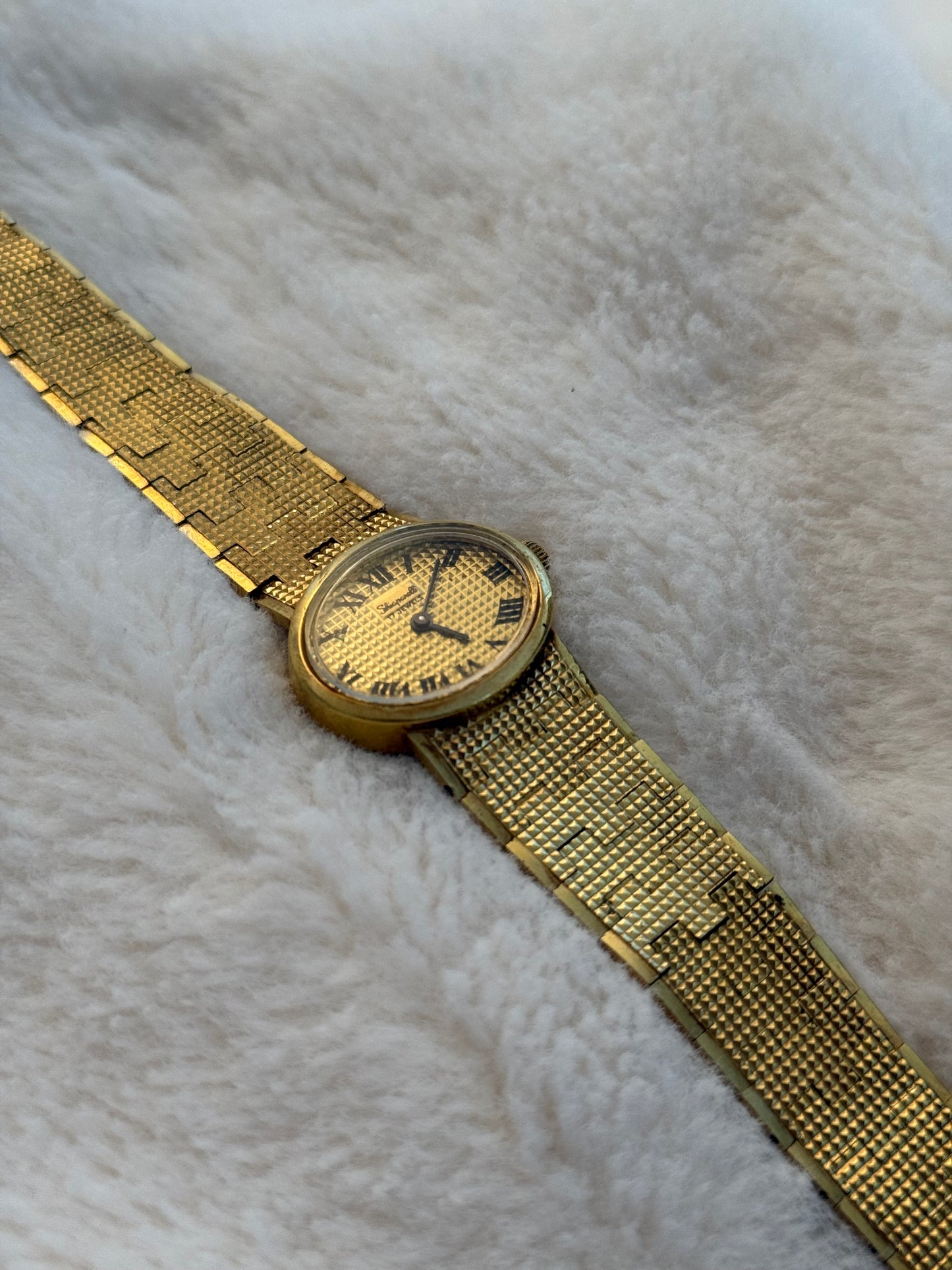 vintage Schiaparelli gold hobnail watch