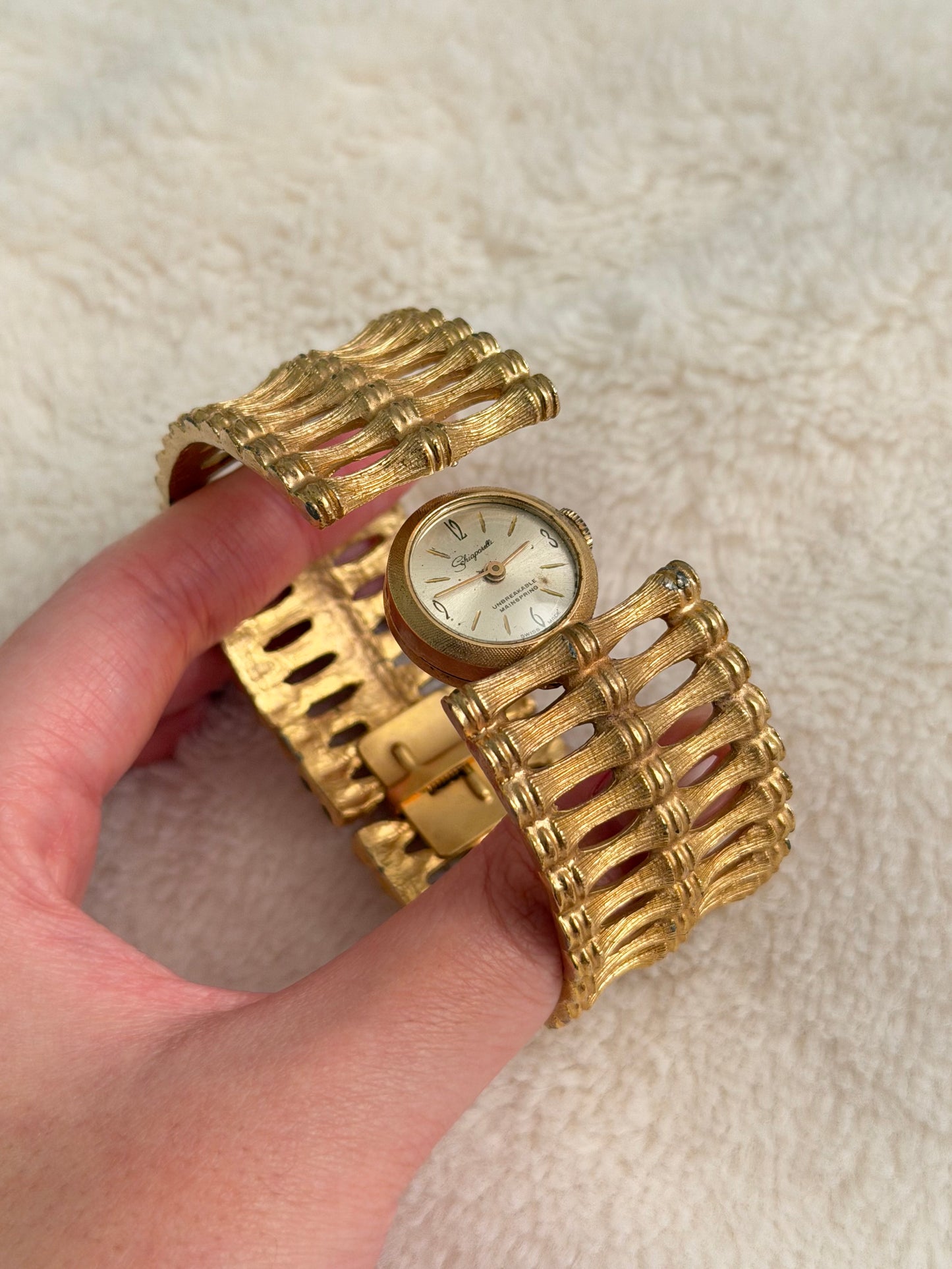 vintage Schiaparelli bamboo peekaboo watch