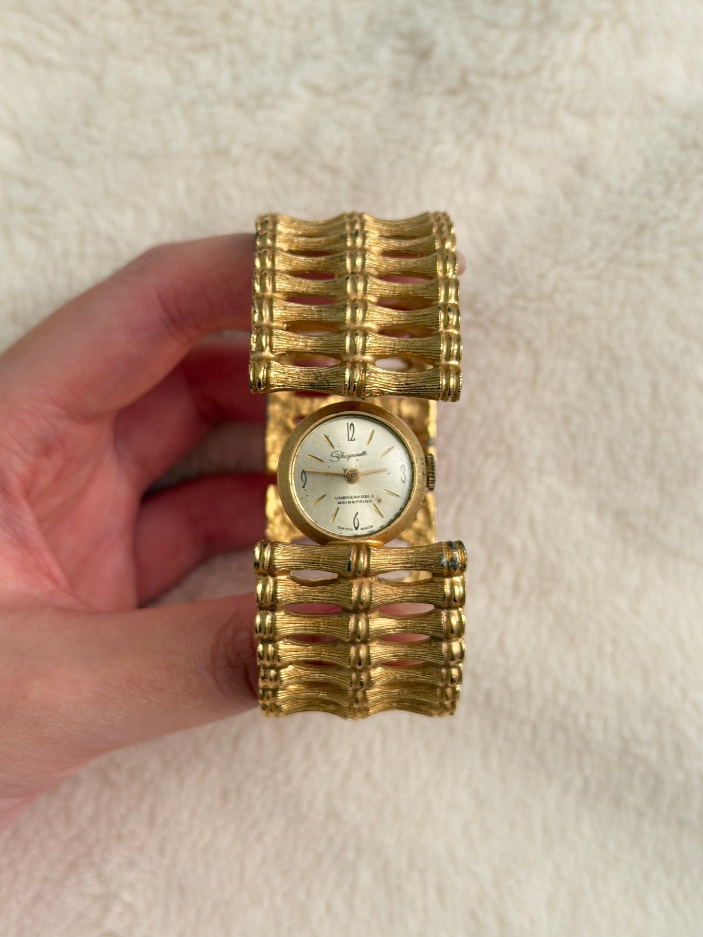 vintage Schiaparelli bamboo peekaboo watch