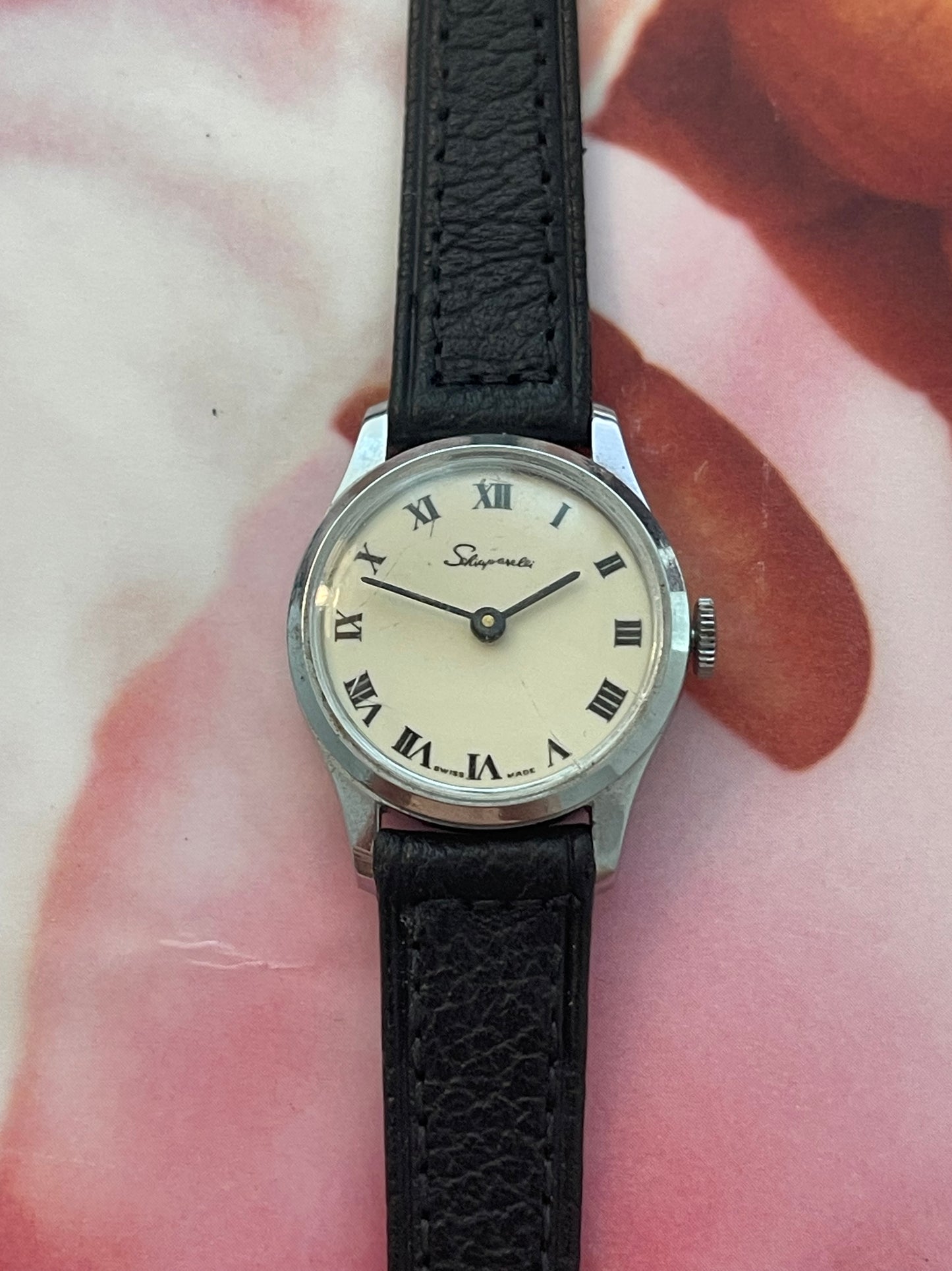 vintage Schiaparelli leather watch