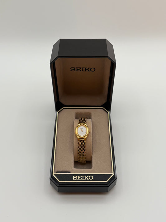 vintage seiko gold watch w/ box and papers