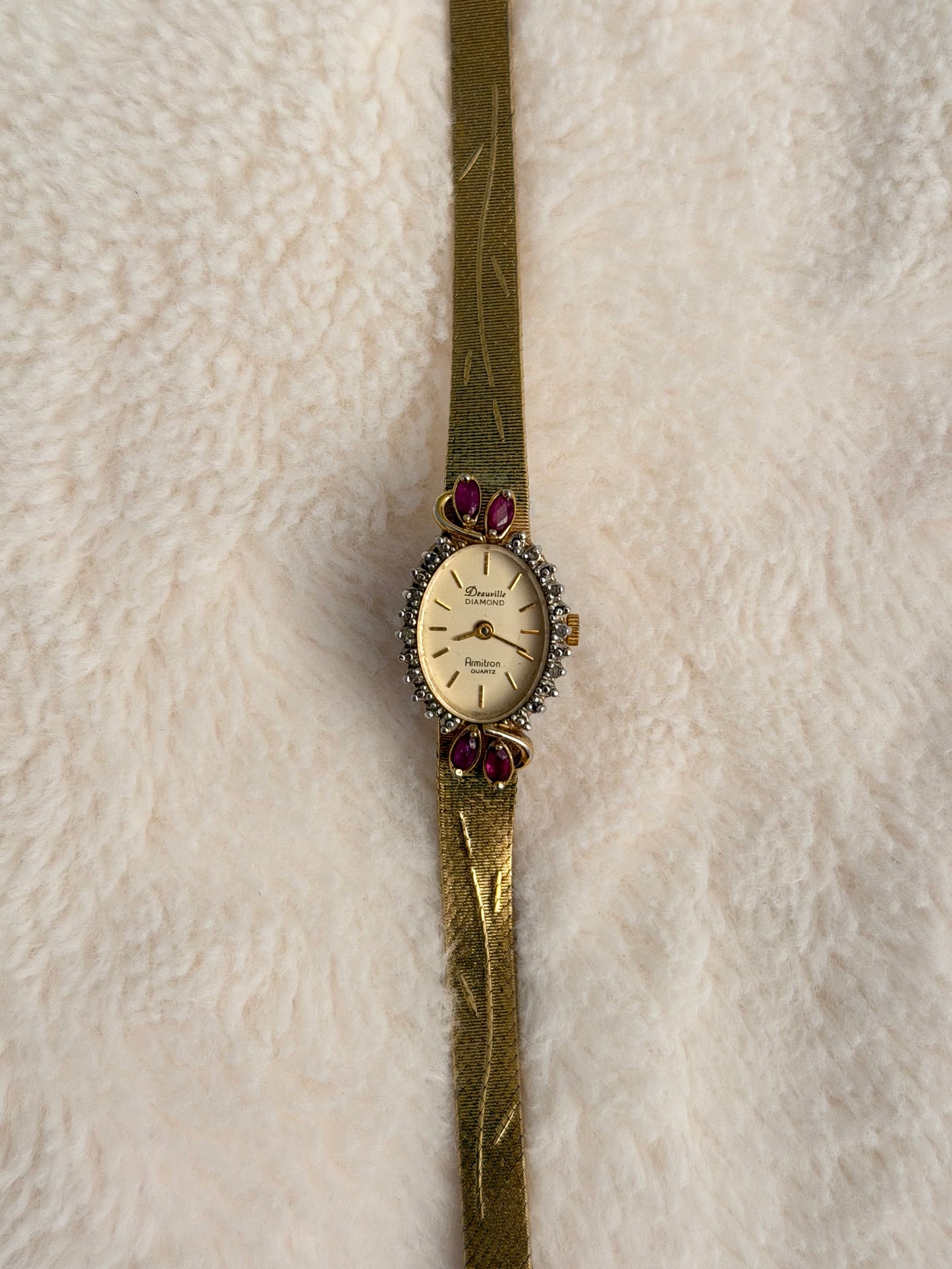 vintage deauville gold ruby watch