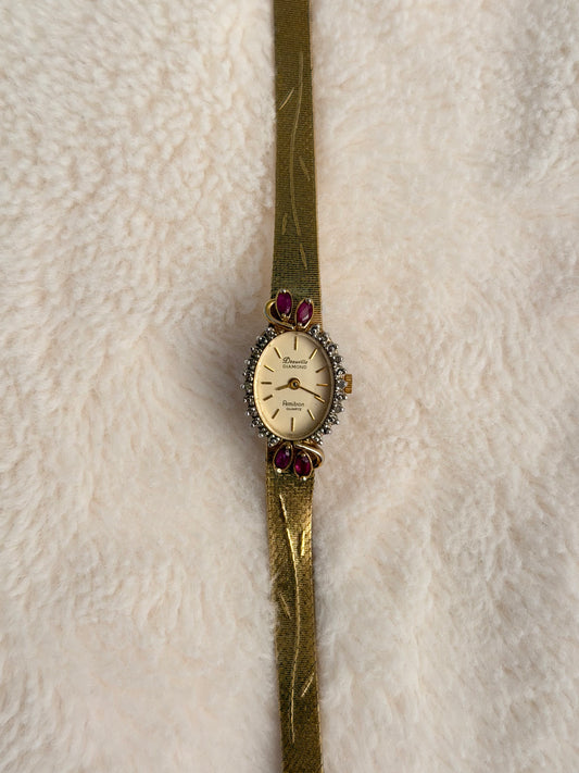 vintage deauville gold ruby watch