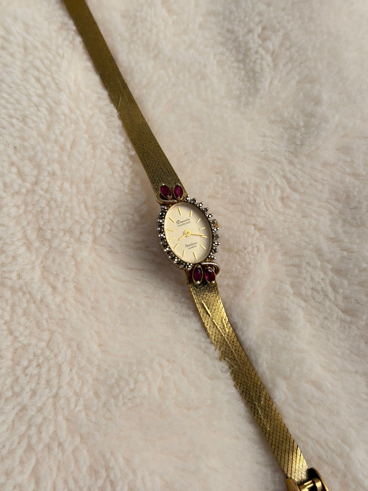 vintage deauville gold ruby watch