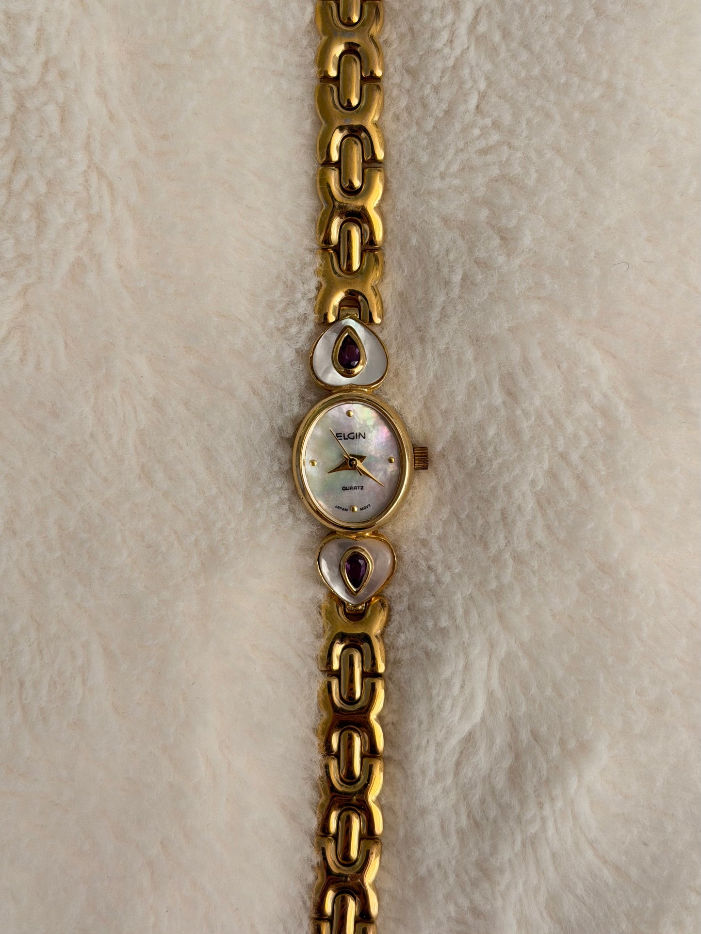 vintage elgin pearl and amethyst watch