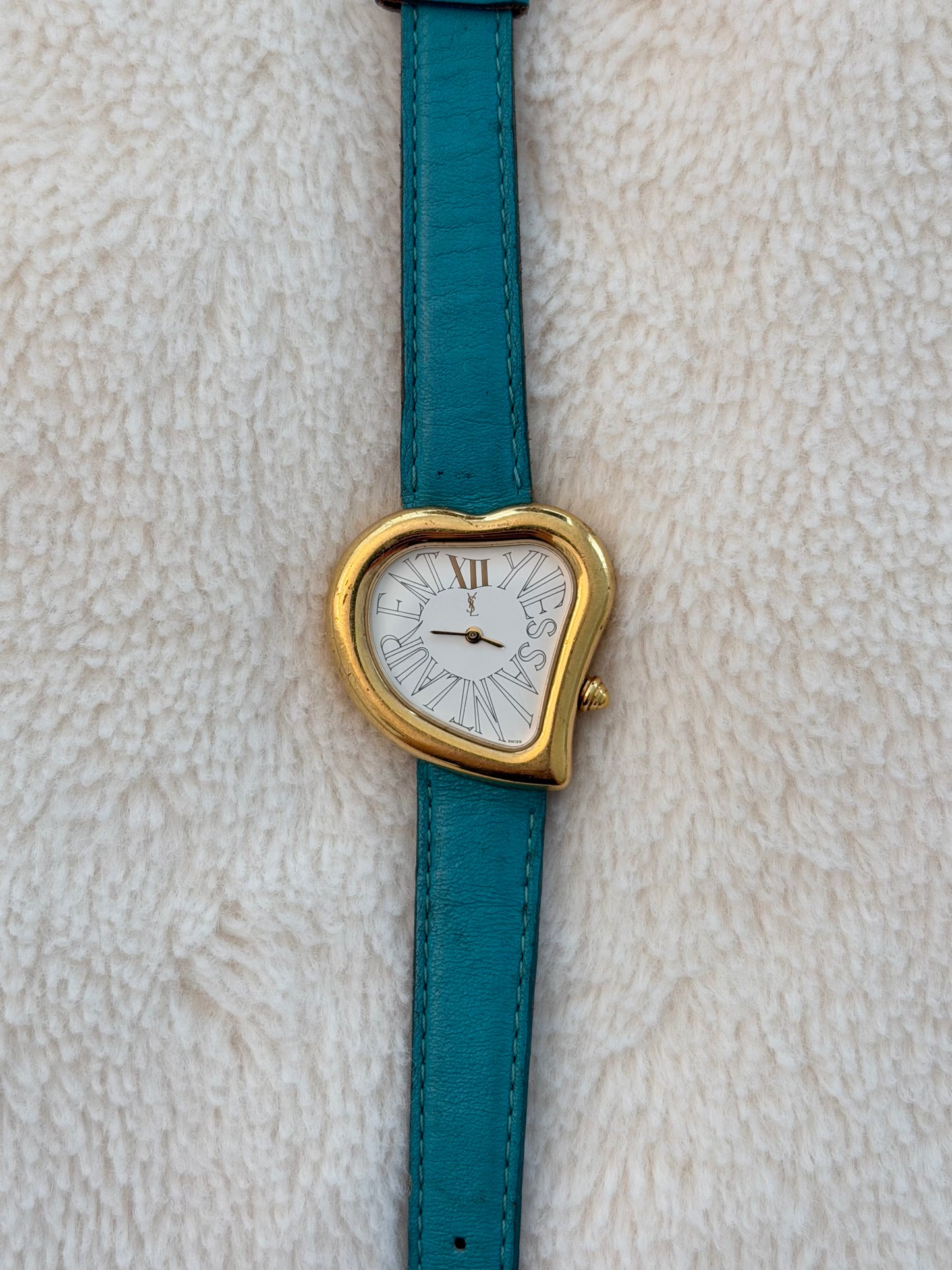 vintage 90's ysl gold heart watch