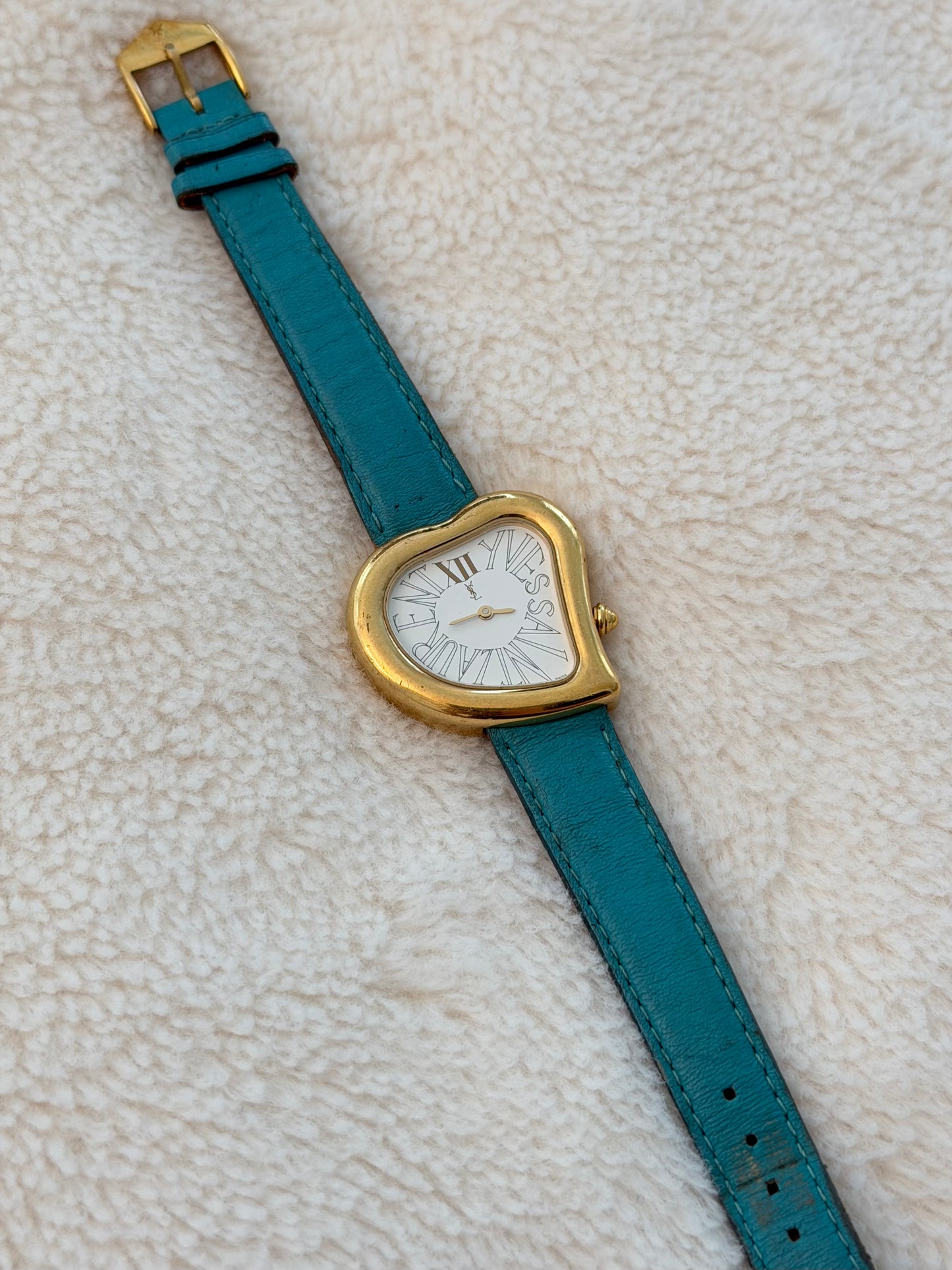 vintage 90's ysl gold heart watch