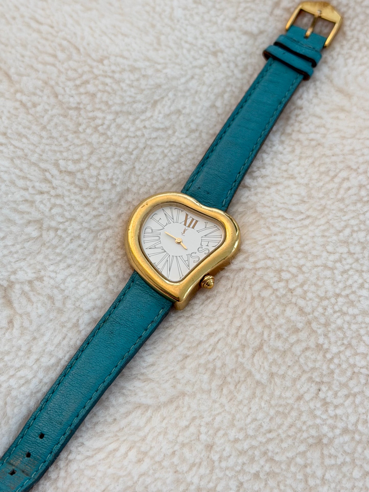vintage 90's ysl gold heart watch