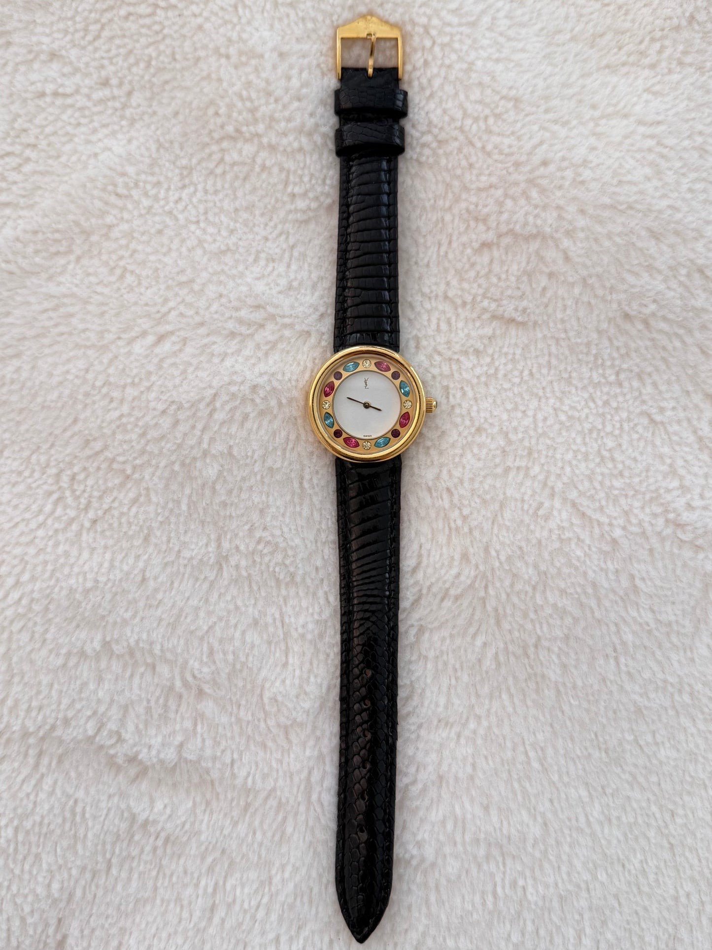 vintage 90's ysl gold gem watch