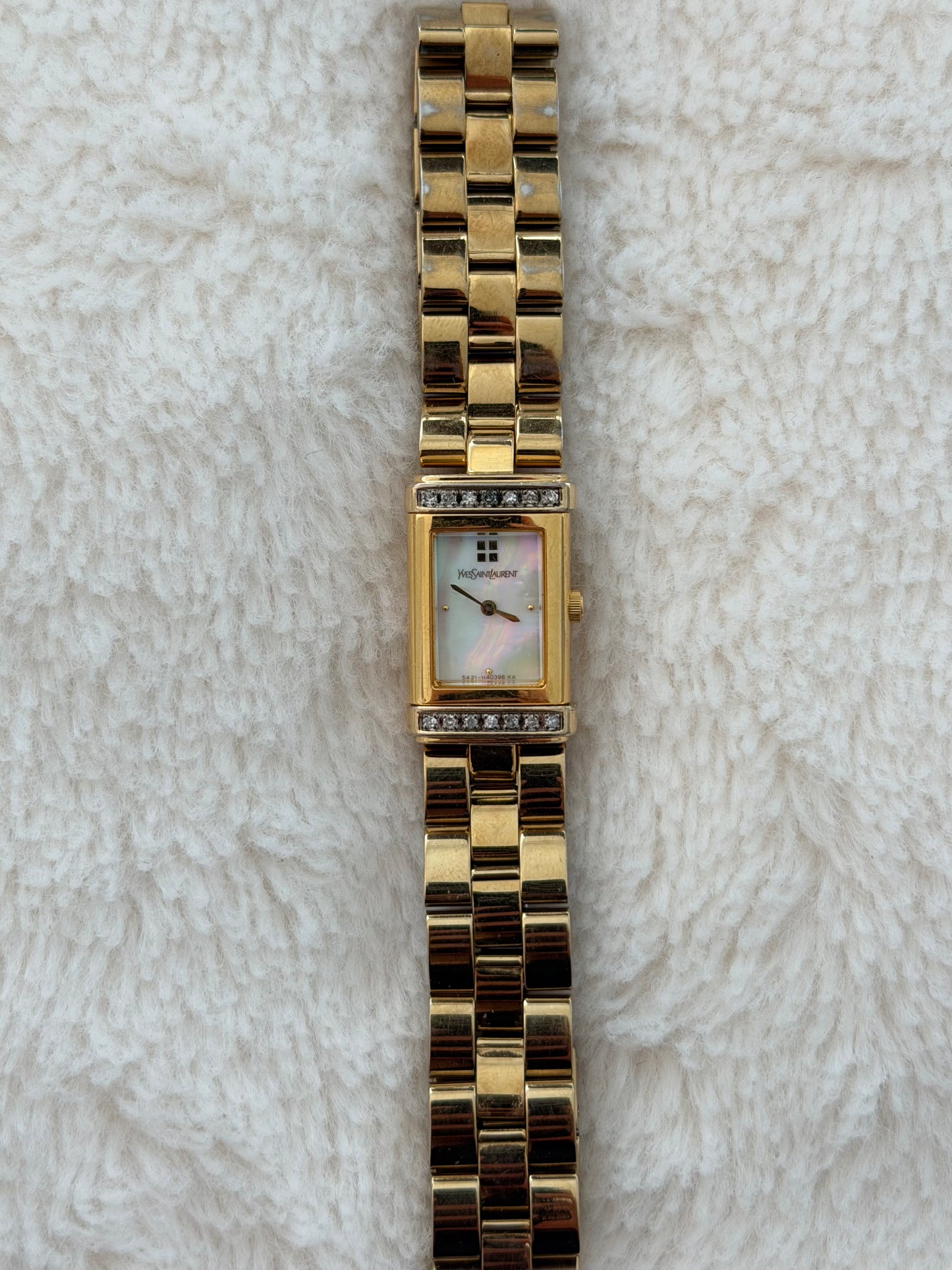 vintage 90's yves saint laurent pearl dial "reverso"